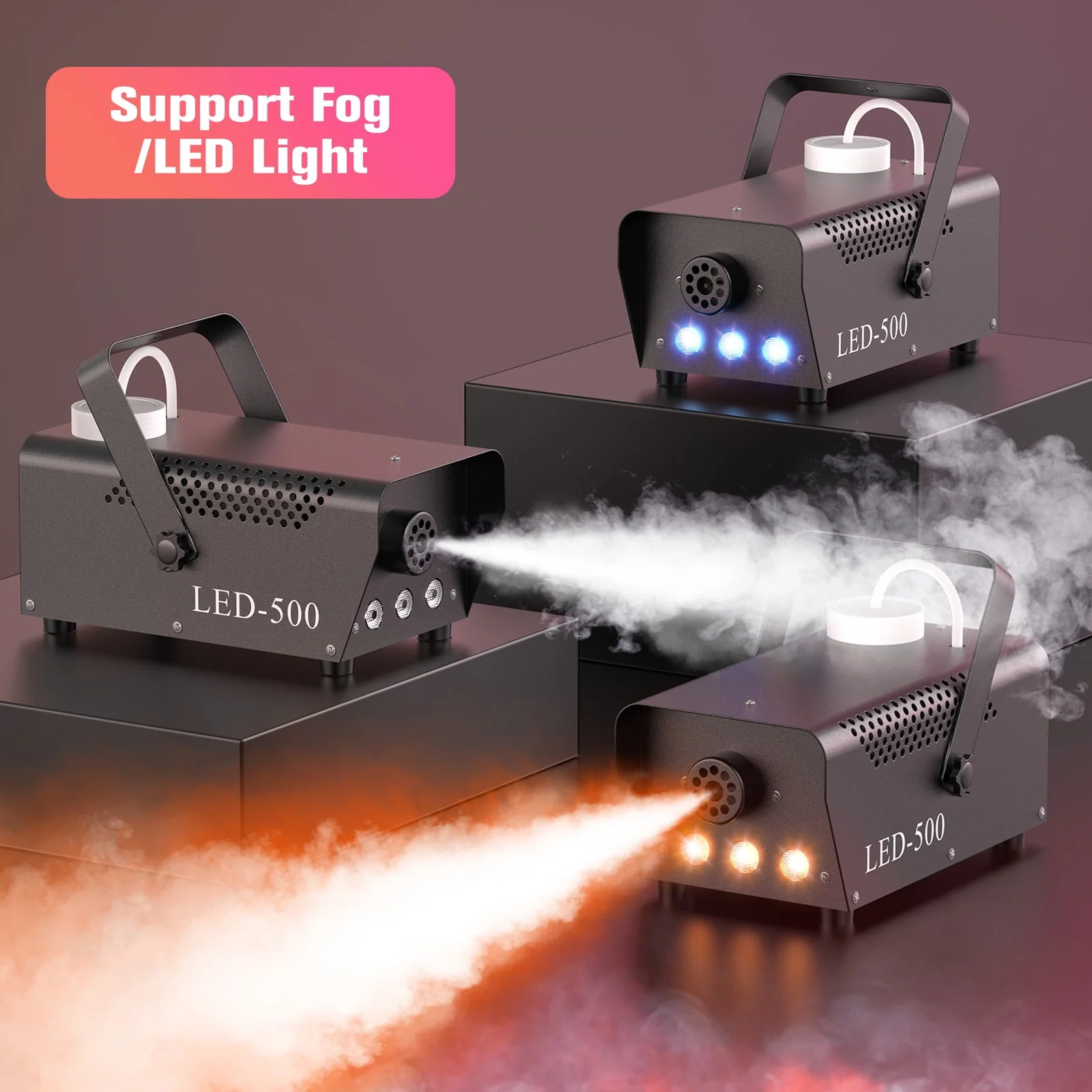 Halloween Fog Machine 500W RGB LED Smoke Machine Stage Lighting Effect with Remote Control for Halloween Wedding DJ Show Concert Bar Party - Image 5 Halloween Fog Machine 500W RGB LED Smoke Machine Stage Lighting Effect with Remote Control for Halloween Wedding DJ Show Concert Bar Party - Image 5