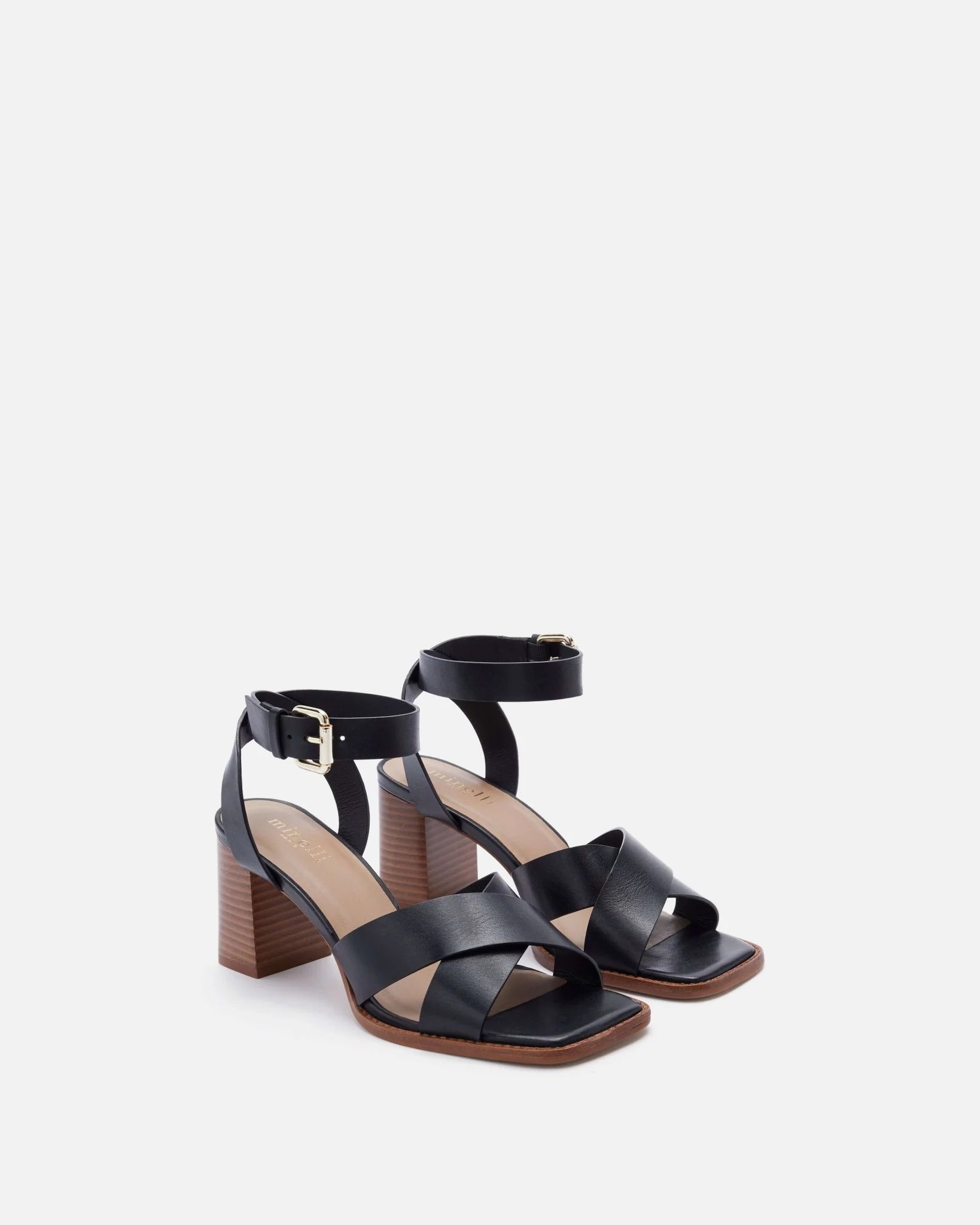 SANDALES KANWAL NOIR - Sandales à talons cuir lisse