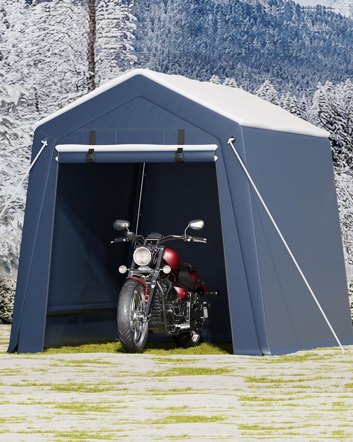 IDEALHOUSE 6x8 FT Outdoor Storage Shelter Shed Carport with Roll-Up Ventilated Zipper Door and Windows, Waterproof Portable Garage, Heavy Duty Tent Shed for Motorcycle Bike Firewood Tools