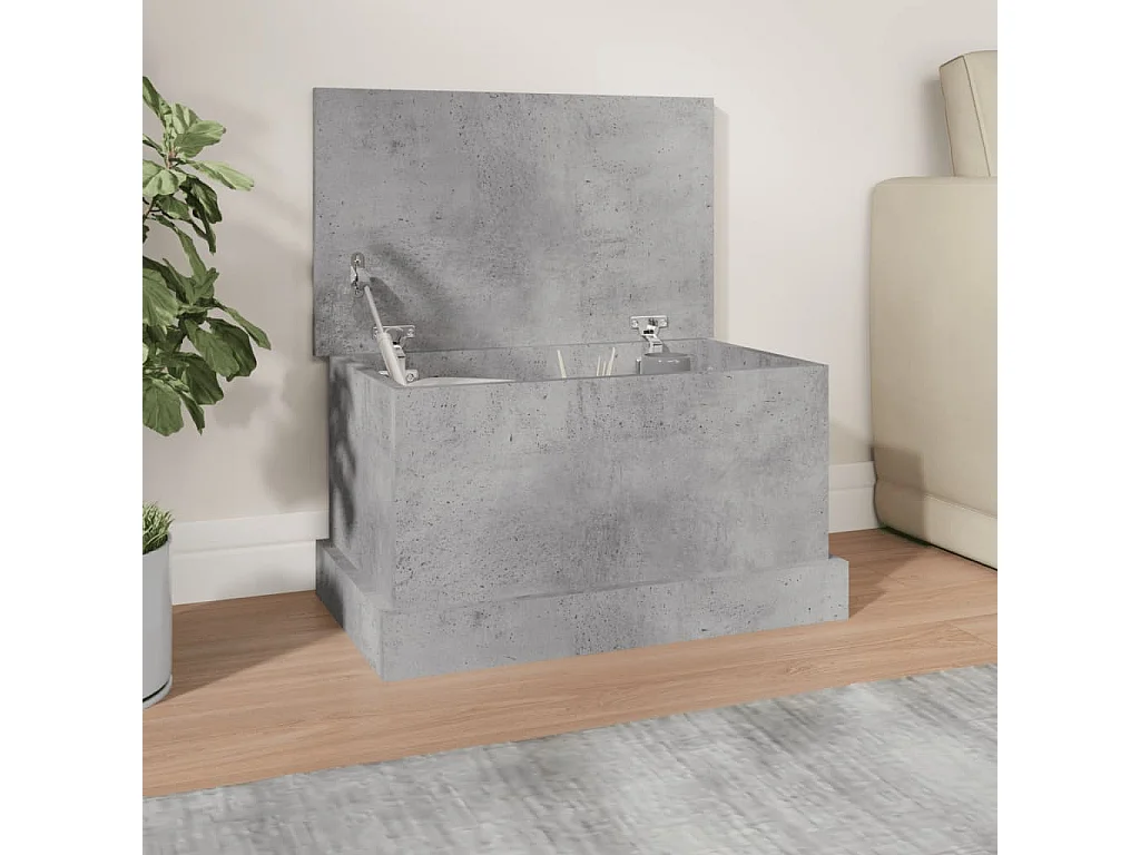 Boîte de rangement gris béton 50x30x28 cm bois d'ingénierie