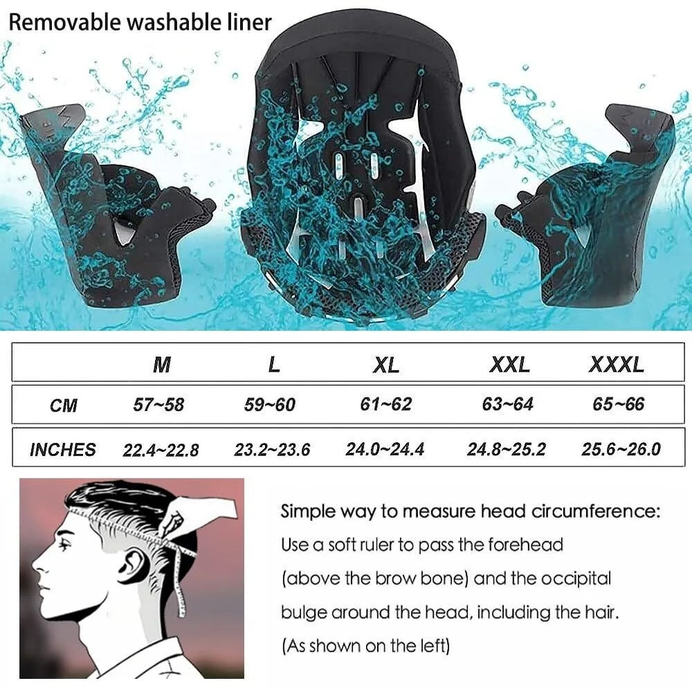 Bluetooth Modular Motorcycle Helmets with Tail Lights, DOT Approved Flip Up Full Face Dual Visor Motorcycle Helmet, with Dual Speakers and Microphone HA - Image 8