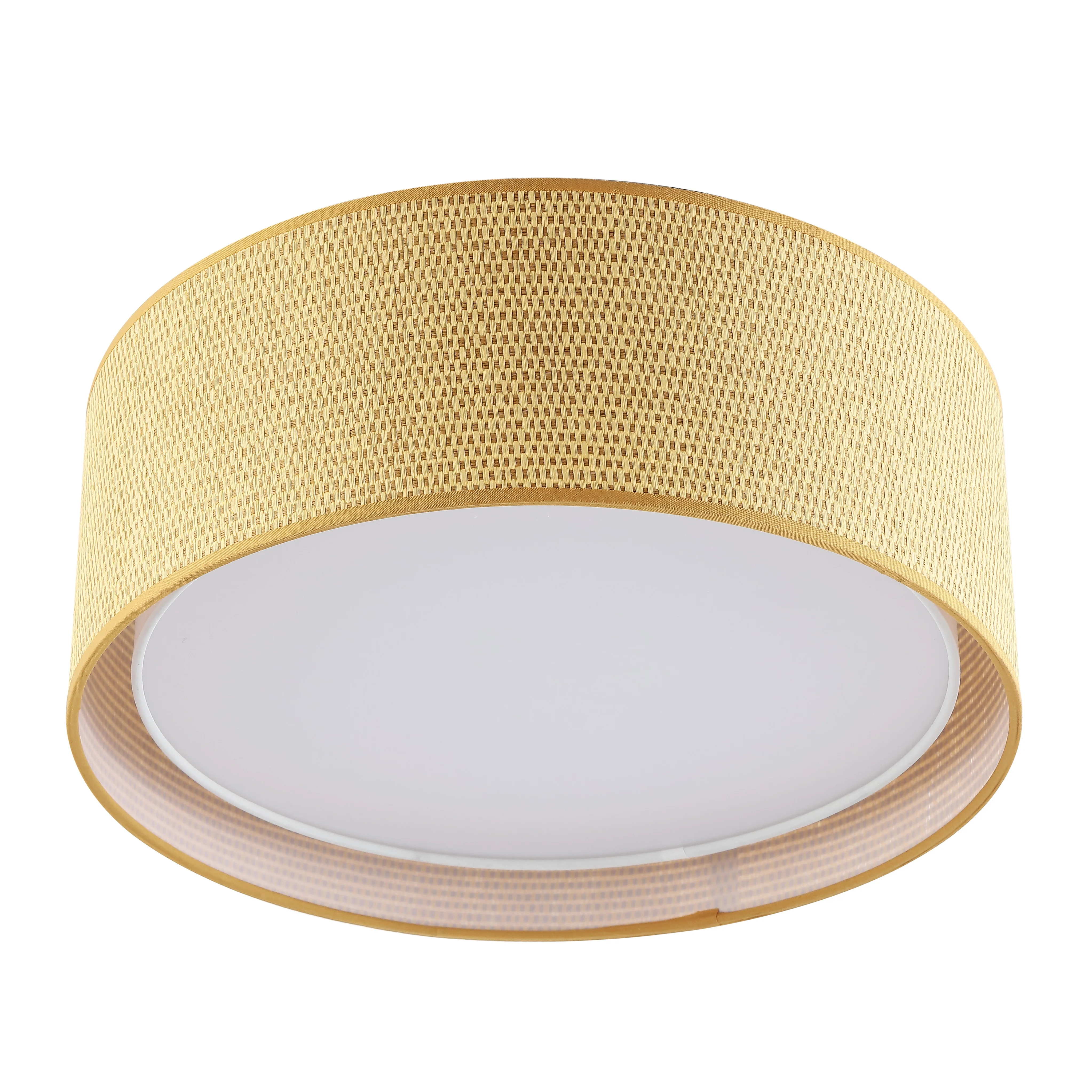 LEDET 15.7 in. Yellow Flush Mount Ceiling Light Rattan Weaving Shade Home Decor Pendant Lighting