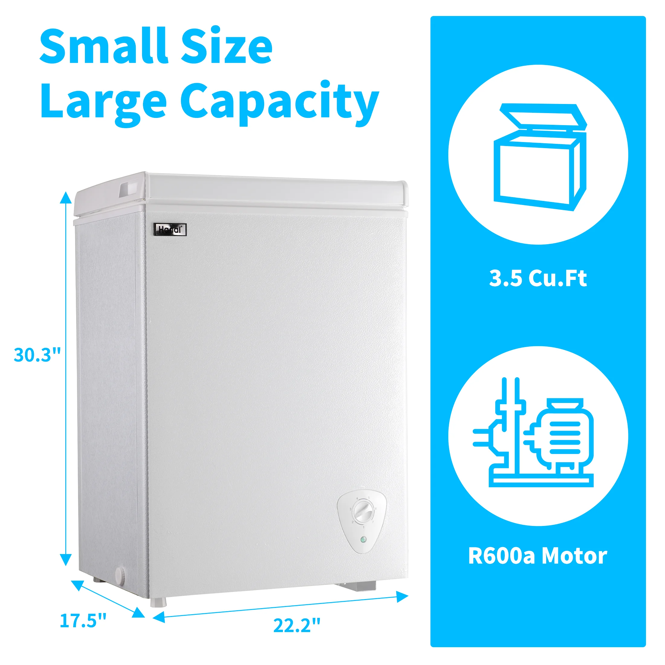 WANAI 3.5 Cu.ft,Chest Freezer,Deep Freezer,Removable Storage Basket Freezer,White - Image 6