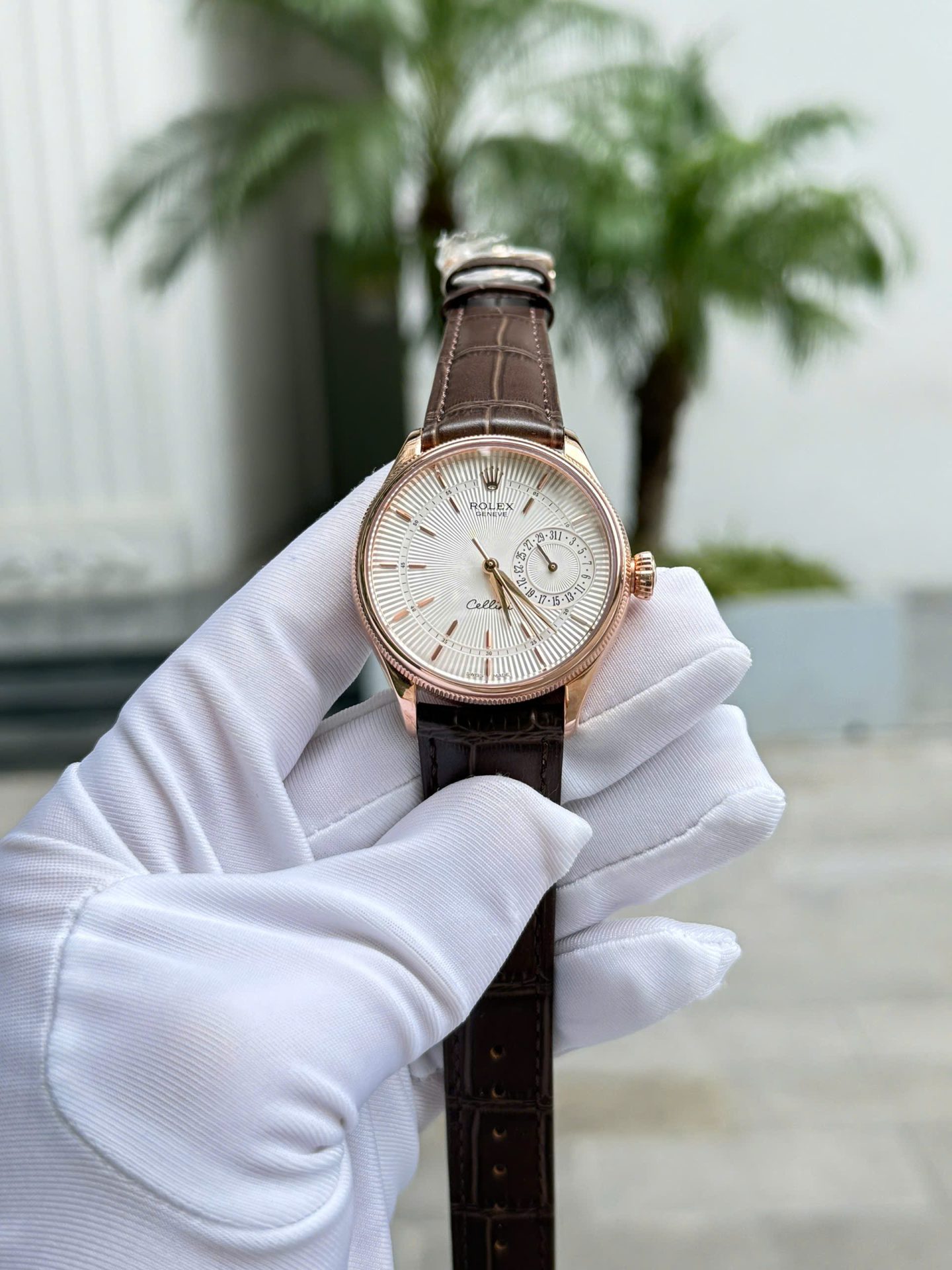 Rolex Cellini 50515 White Dial Replica Watches 18K Gold Wapped Custom 39mm - Elite Watch Atelier