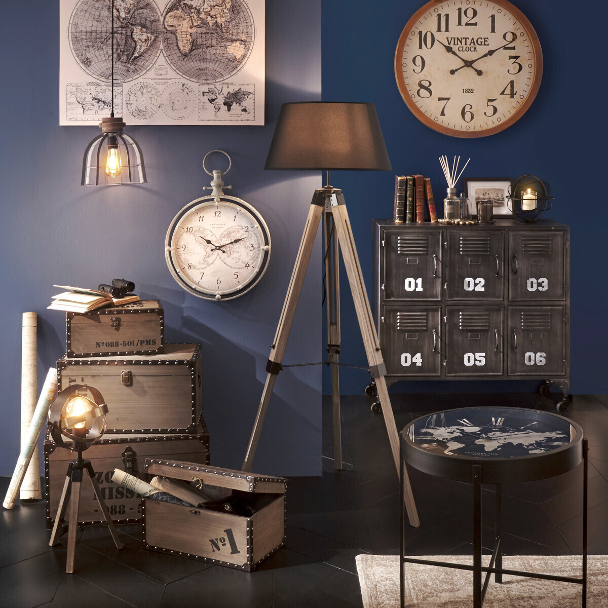 Printed canvas"Mapmonde" 58x78 cm