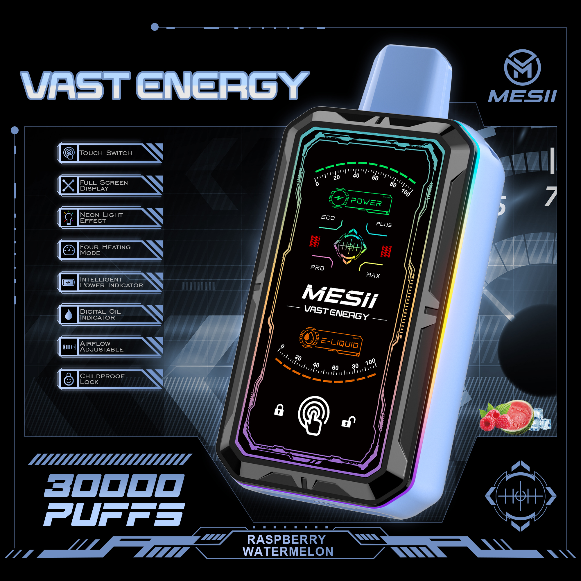 Mesii Vast Energy 30000 Puffs 4-Speed LED Screen Disposable Vape
