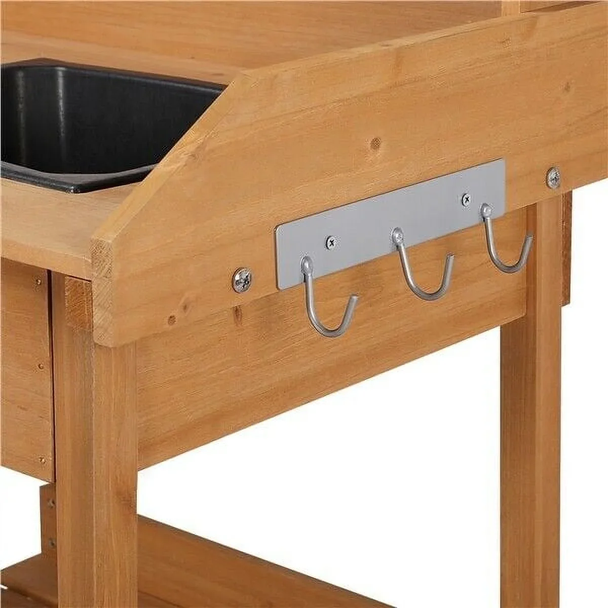 Veado Potting Bench With Sink, Drawer, Rack And Shelves, 45.2 x 17.7 x 47.6 in - Natural Wood - Image 8 Veado Potting Bench With Sink, Drawer, Rack And Shelves, 45.2 x 17.7 x 47.6 in - Natural Wood - Image 8