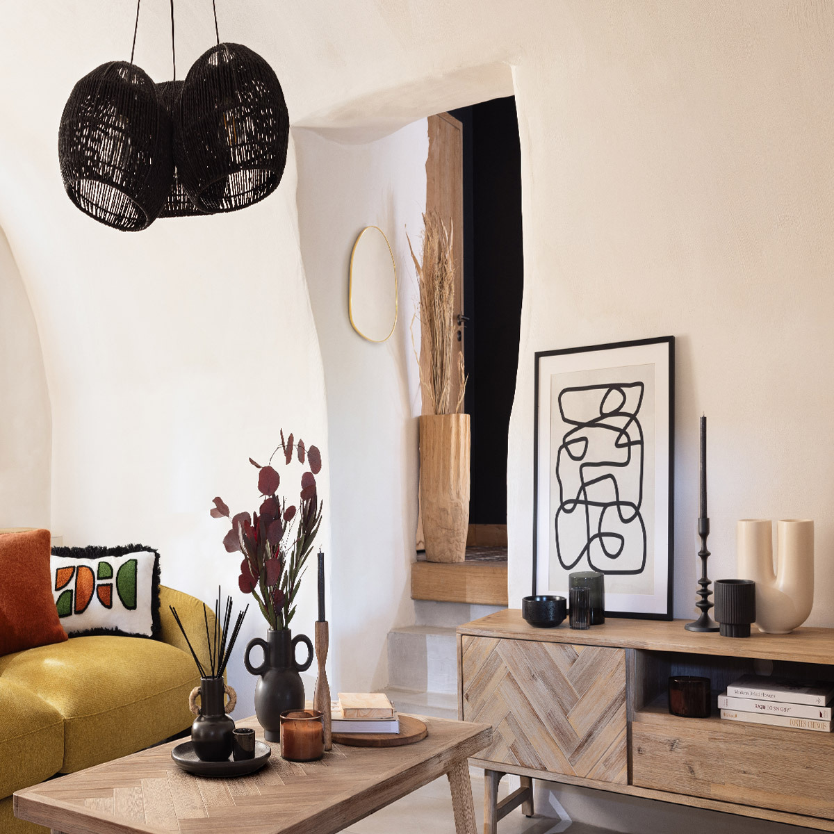 Vase "Rivi", ceramic White, H.30 cm