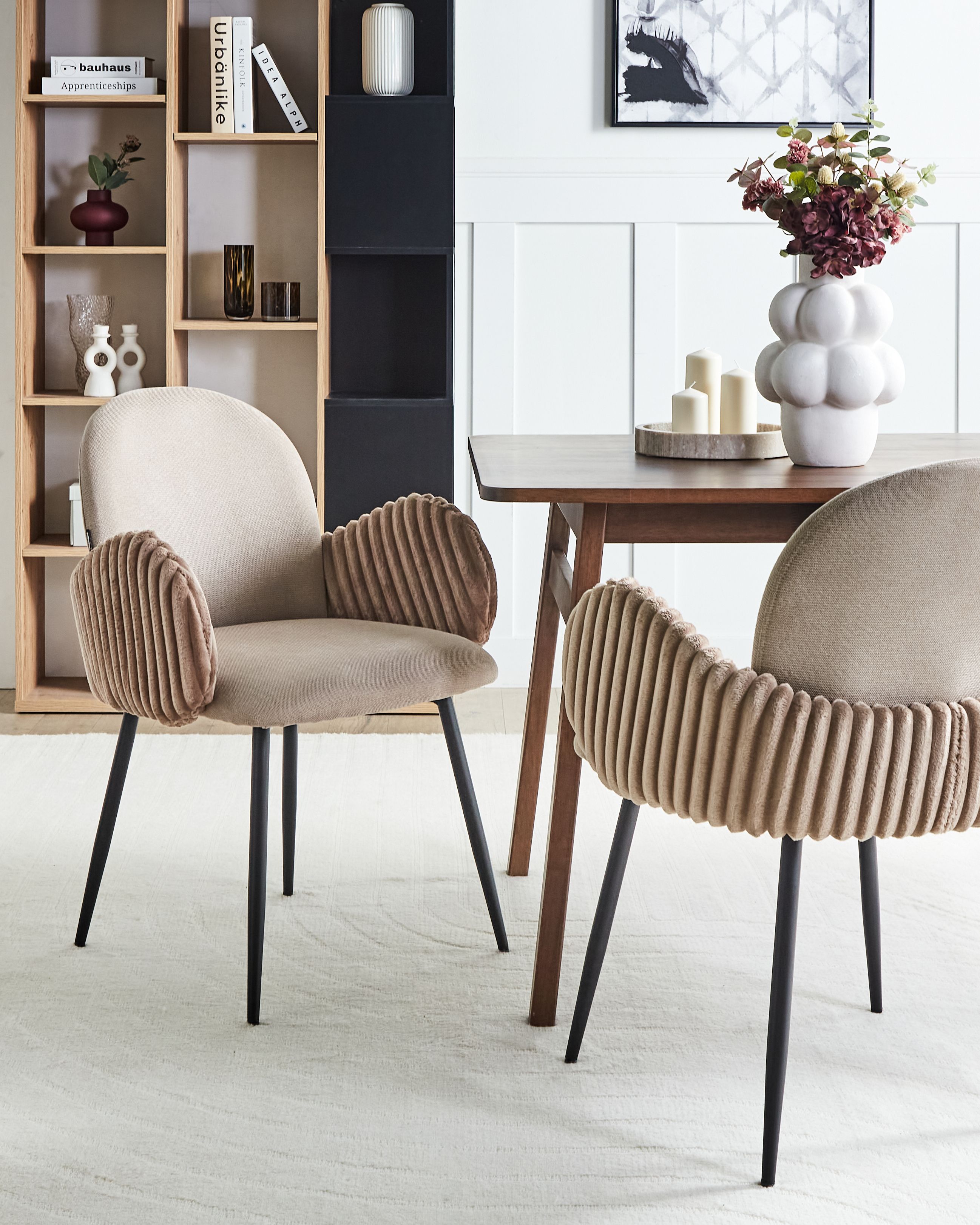 Set of 2 Dining Chairs AMITY Fabric Taupe