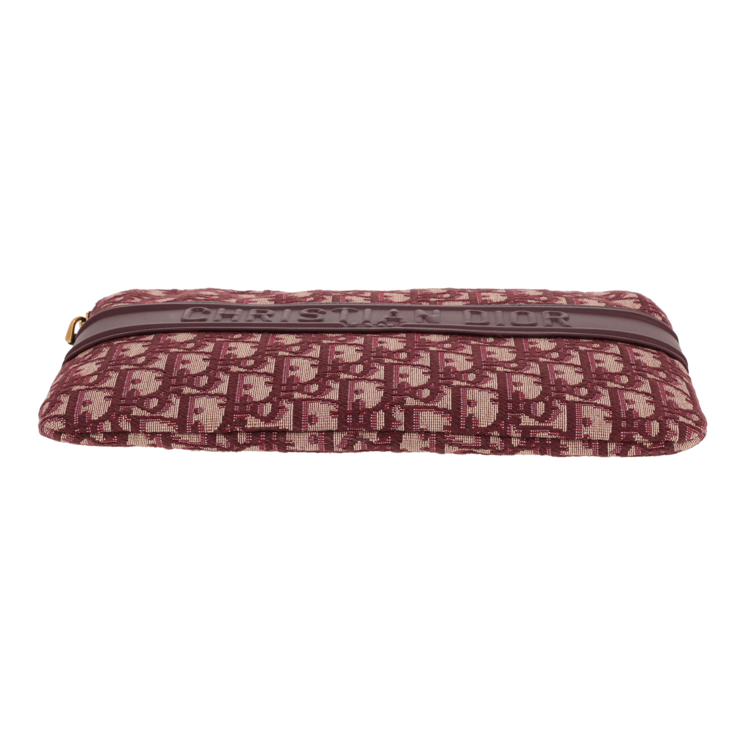 Dior Oblique pouch in burgundy and beige monogram canvas Oblique and burgundy leather1:1High-quality replica