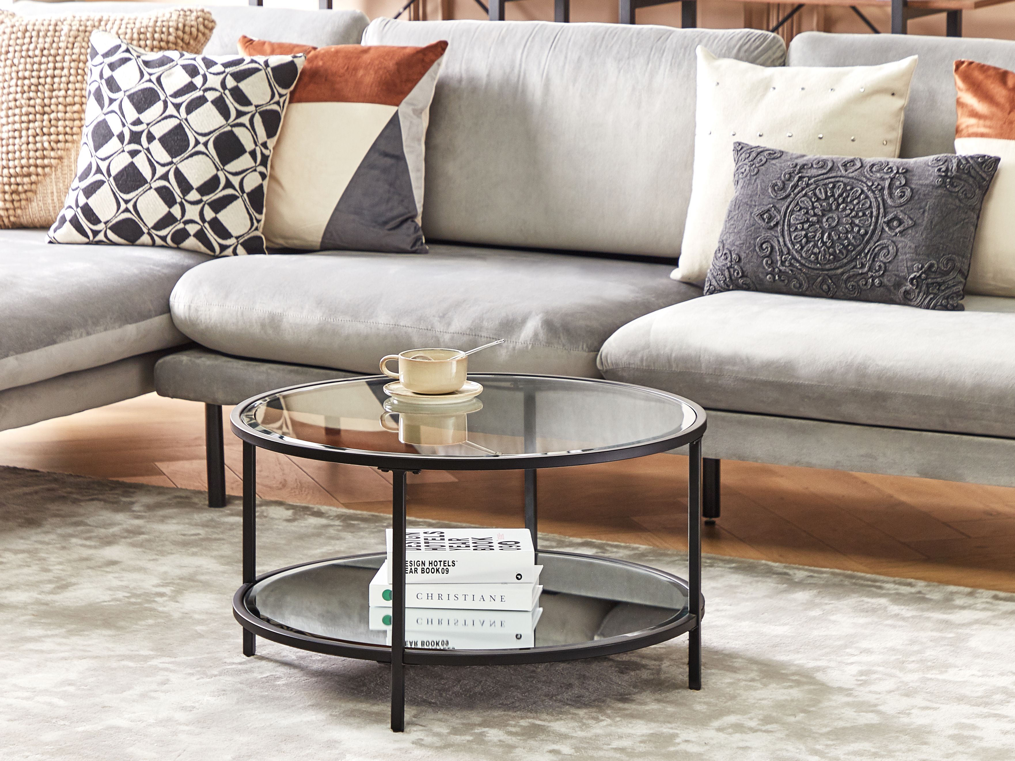 Coffee Table BIRNEY Tempered Glass Black