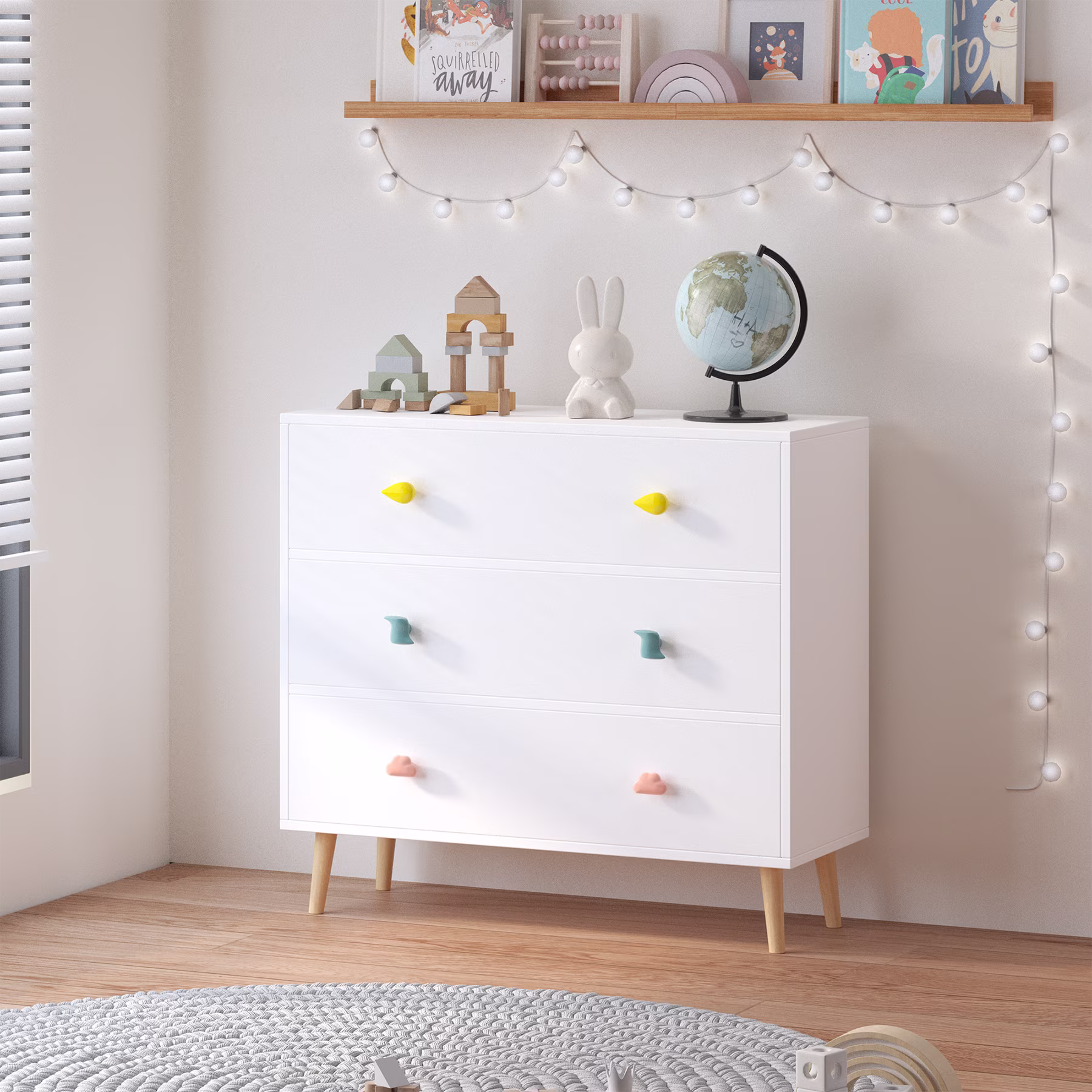 Miniyam Drawer Dresser with Glides & Safety Design for Kids, Colorful - Image 3