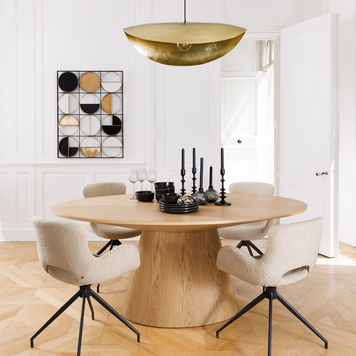 Candlestick "Living", metal Black, H.26 cm