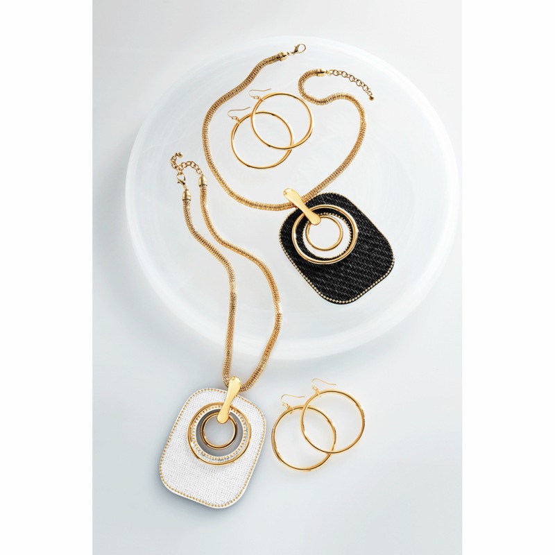 Weave Rectangular/Circles Necklace & Earring Set - MIDNIGHT VELVET CATALOG