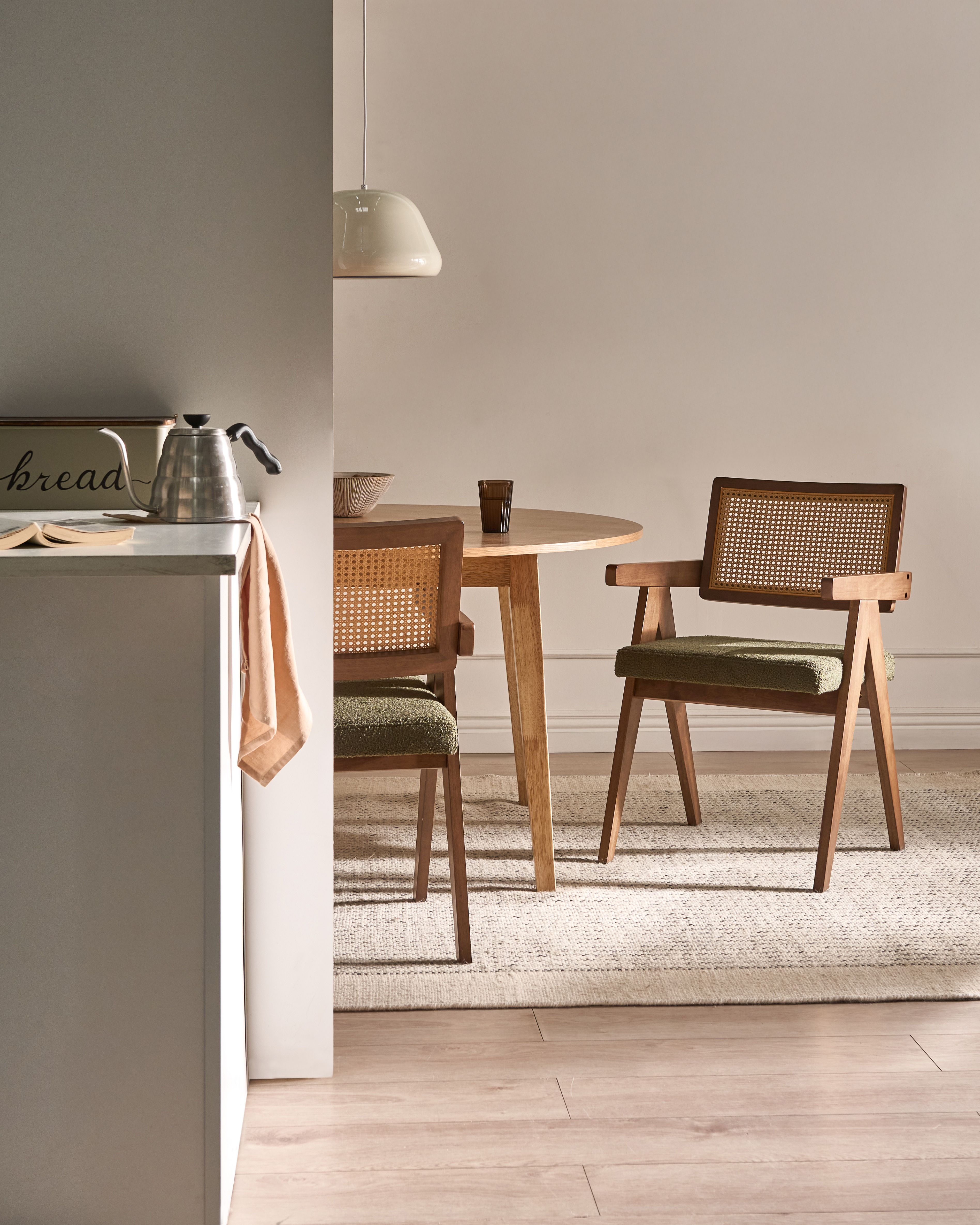 Set of 2 Dining Chairs AVA Wood Dark Brown/ Green