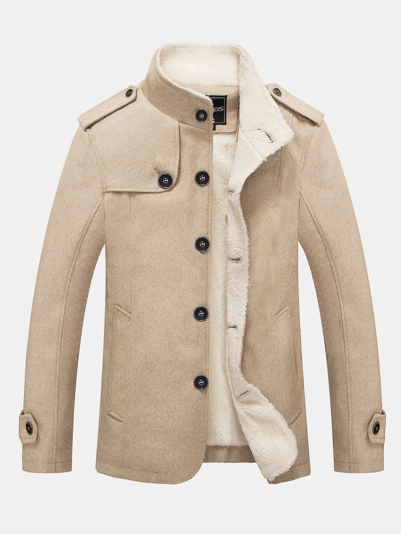 Teddy Lined Funnel Neck Wool Look Coat