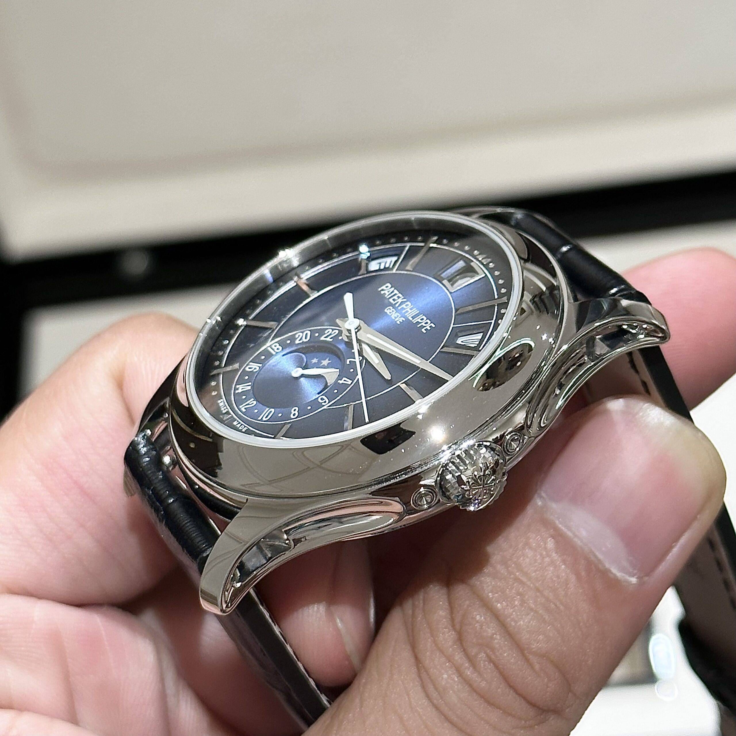 Patek Philippe Complications 5205G Blue Dial Leather Strap Replica 11 Watch 40mm - Elite Watch Atelier