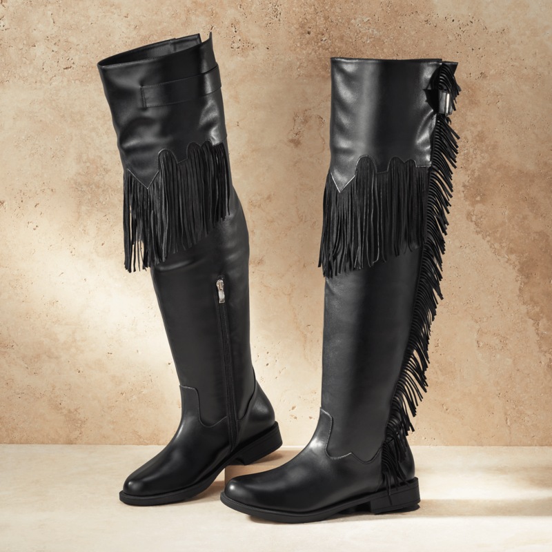 Fringed OTK Boot - MIDNIGHT VELVET CATALOG