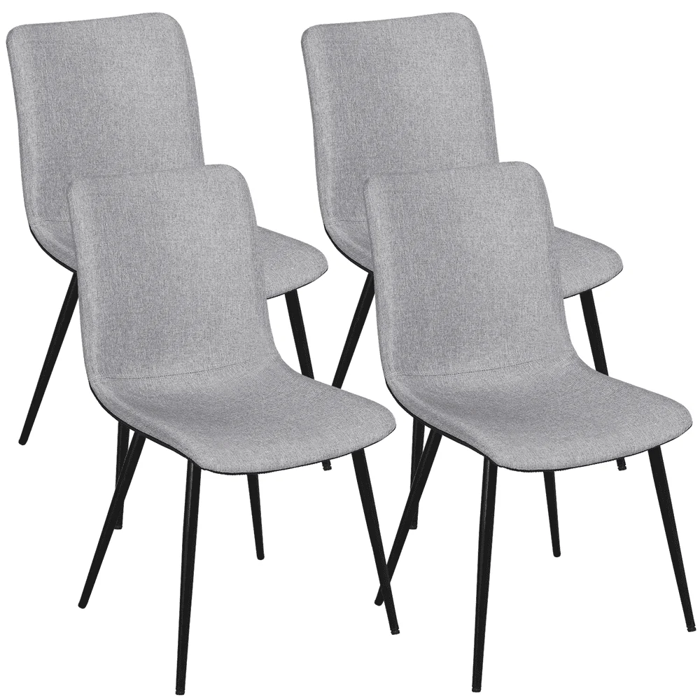Yaheetech Set of 4 Dining Chairs for Kitchen Living Room,Gray, (Linen, PVC)