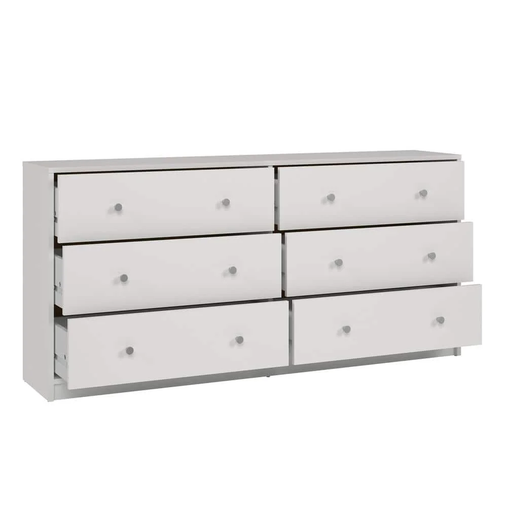 Portland 6-Drawer Double Dresser in White 26.89 in. H x 56.34 in. W x 12.46 in. D - Image 5