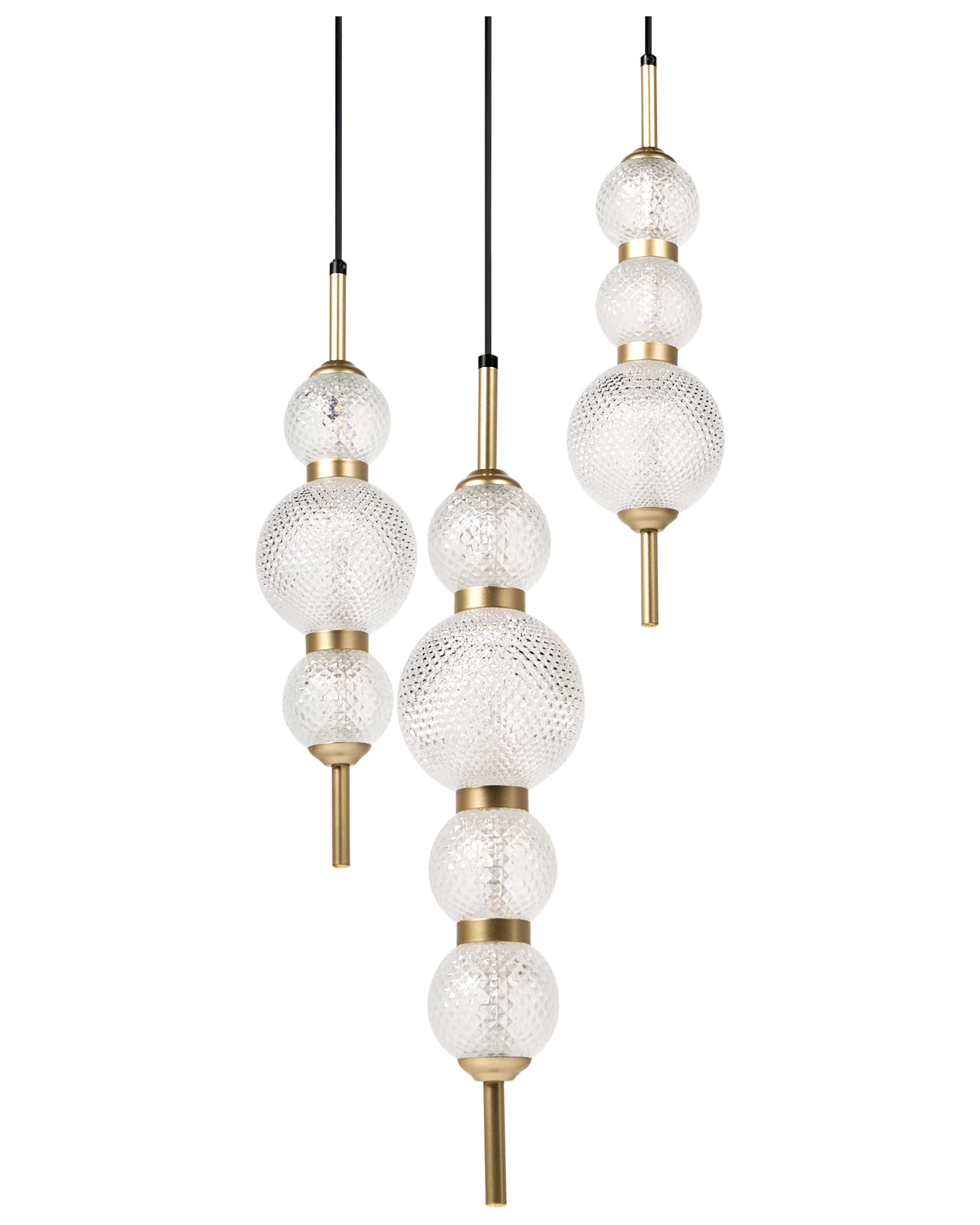 3 Light Pendant Lamp ARAS LED Glass Gold