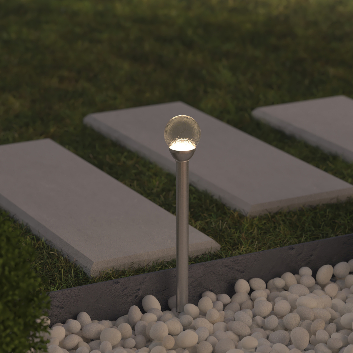 Solar beacon "Nara" Silver, H.44 cm