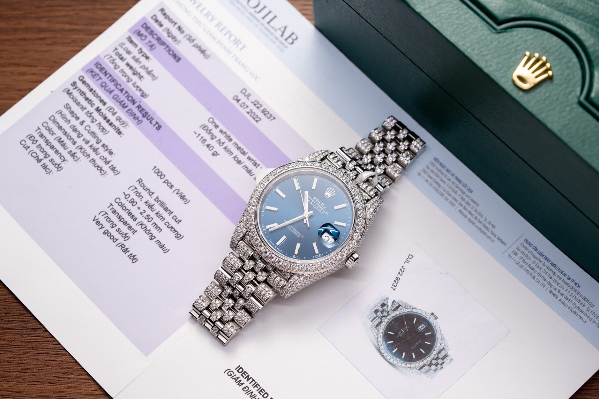 Rolex DateJust 126334 Replica Watch Blue Dial Full Diamond Moissanite 41mm - Top club