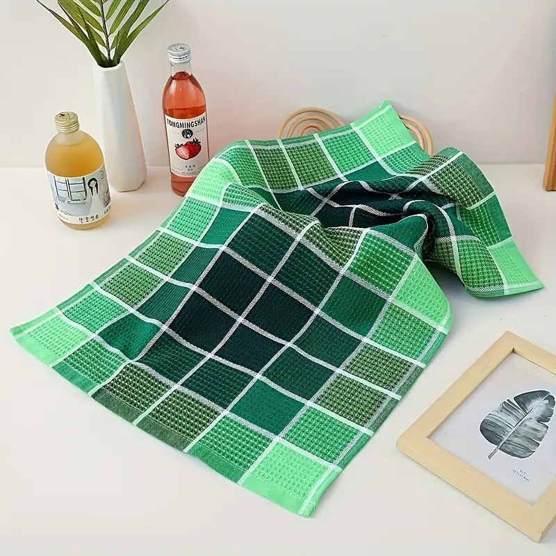 Grid Kitchen Cleaning Towel - Ultra-Soft Absorbent  Colorful Waffle Mesh Dish Towel 26.8 X 16.5 Inches - Hand Wash