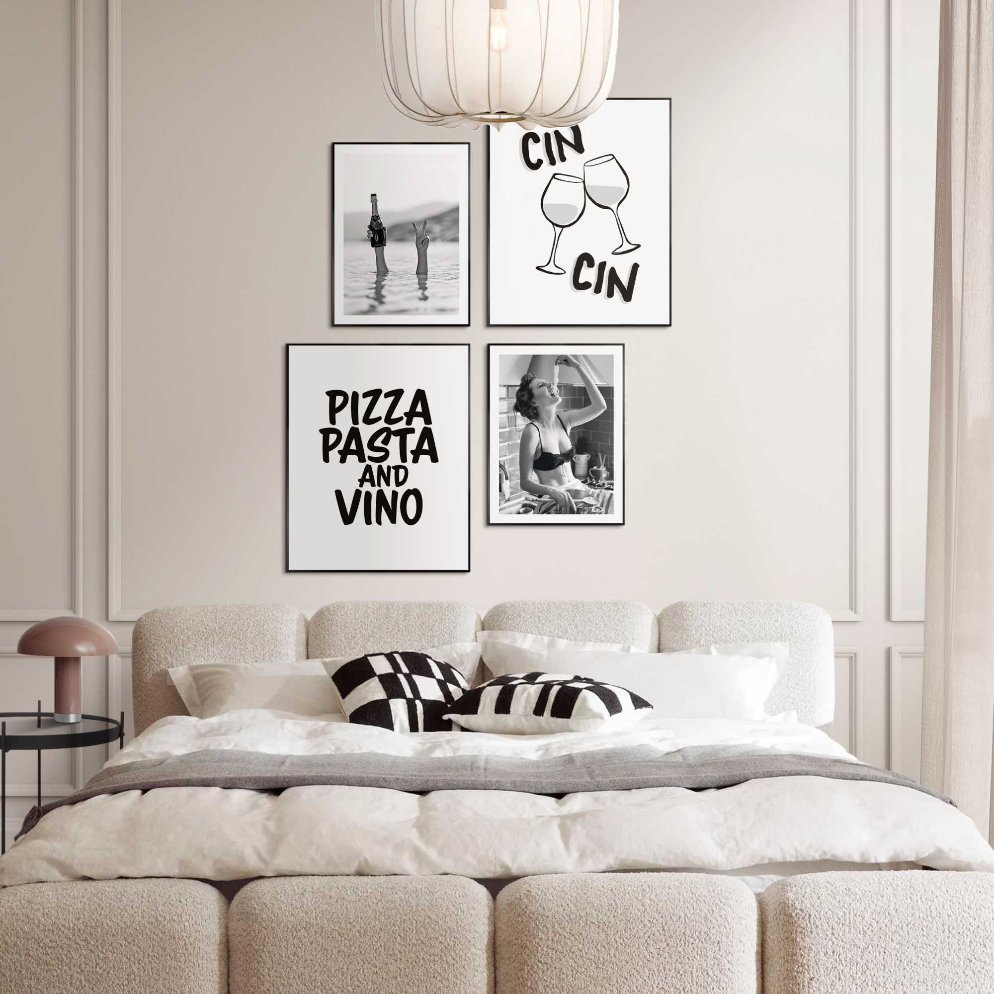 Reinders - Pizza, pasta en wijn - Wanddecoratieset in verschillende fo