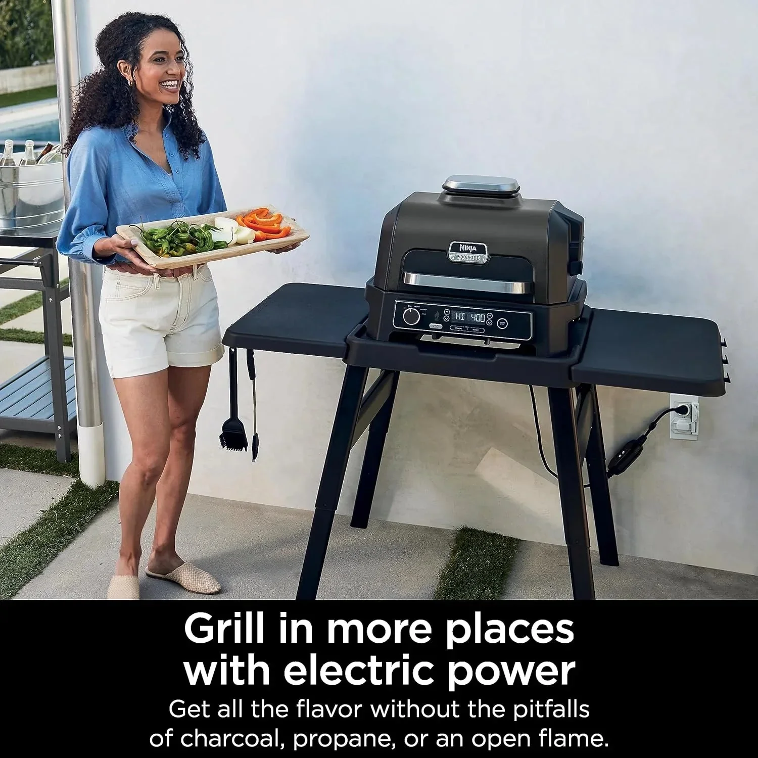 Ninja 7-in-1 Portable Electric Outdoor Grill And Smoker With Thermometer, Grey - OG751BRN - Image 16 Ninja 7-in-1 Portable Electric Outdoor Grill And Smoker With Thermometer, Grey - OG751BRN - Image 16