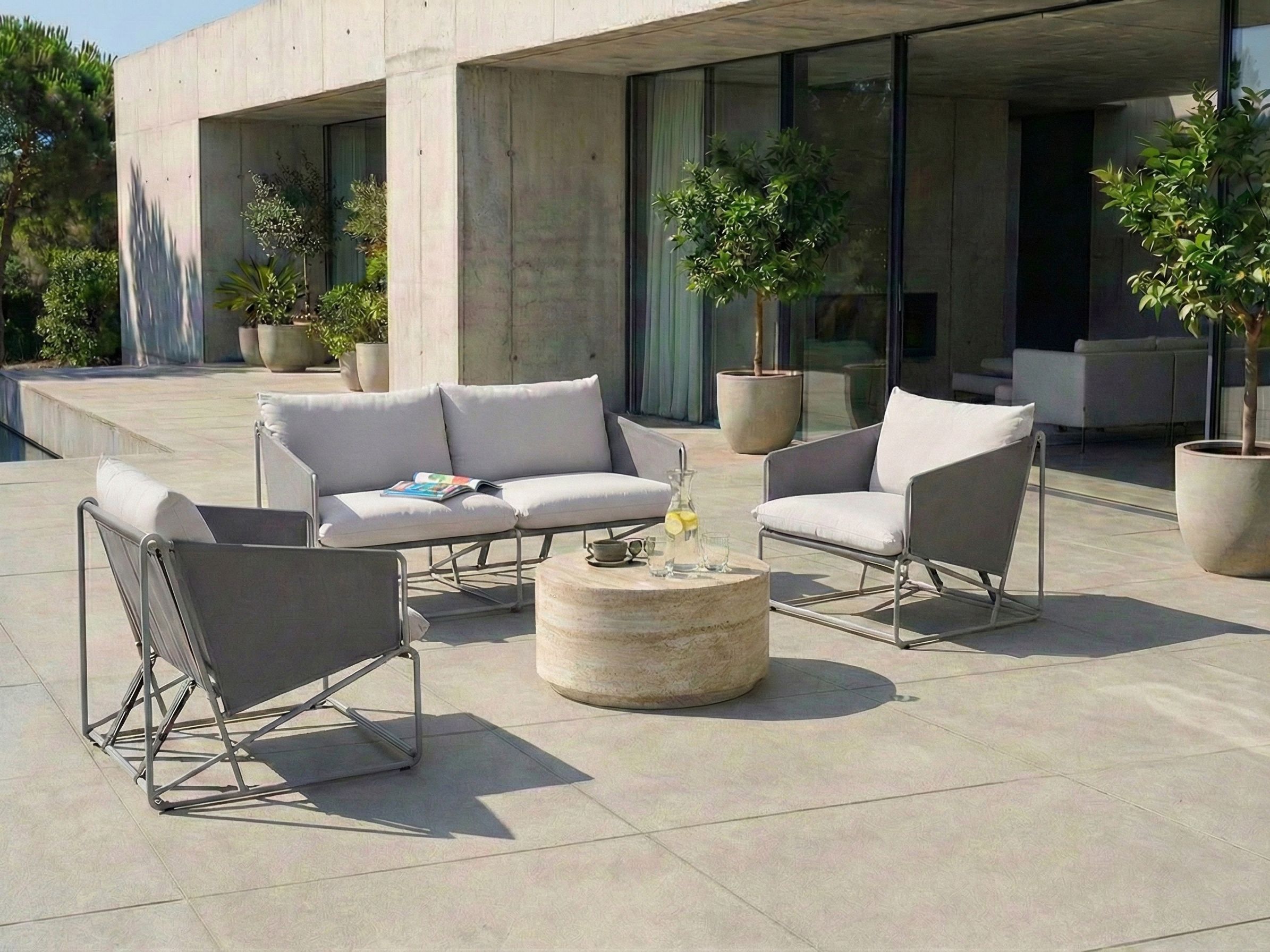 Garden Sofa Set 4 Seater PONTE Metal Grey