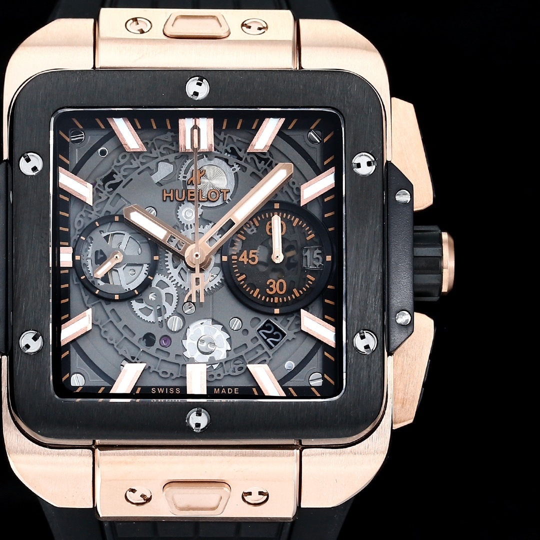 Hublot Big Bang, Square Bang Unico 42mm Textured Rubber Strap(1:1 replica) - Elite Watch Atelier