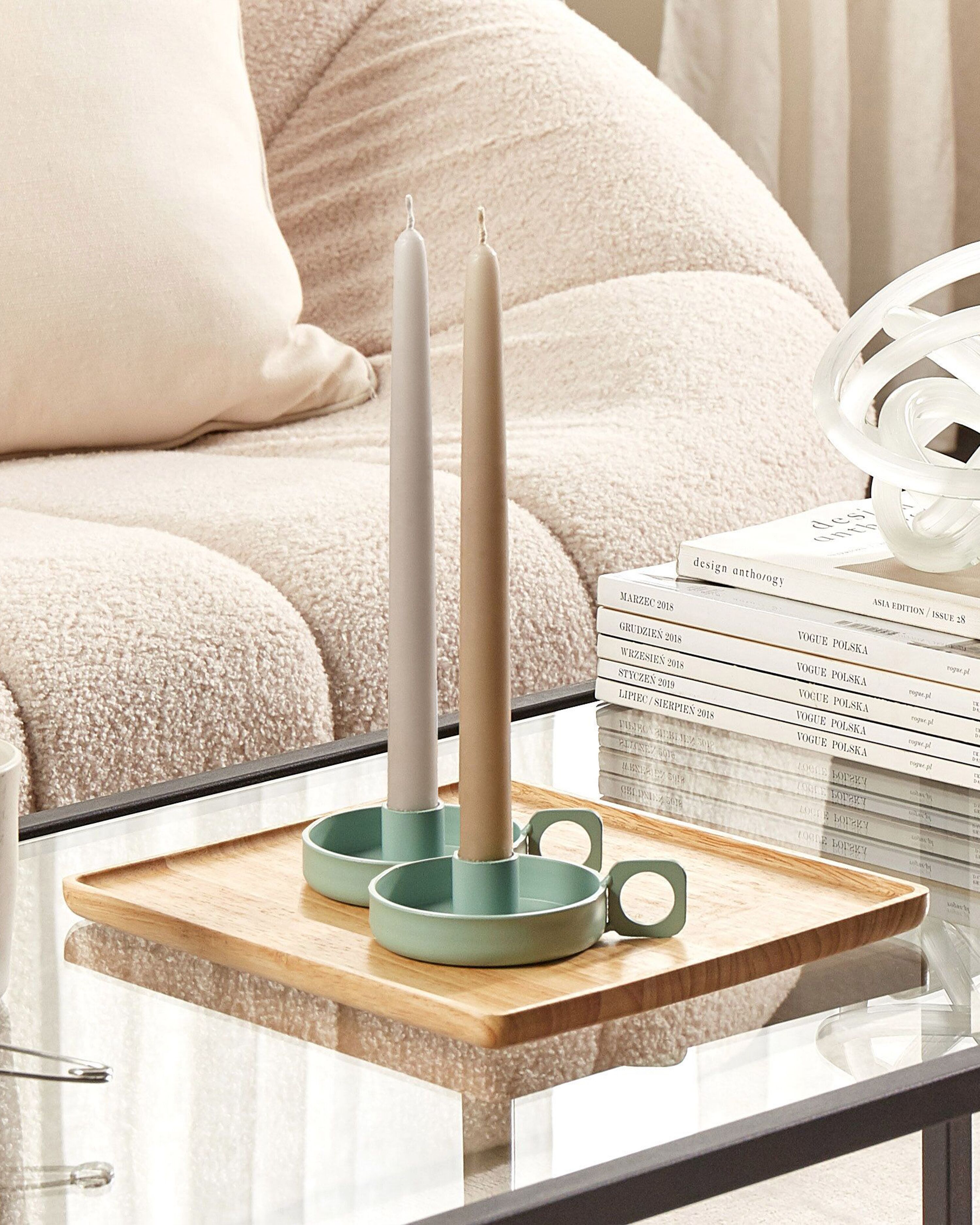 Set of 2 Candle Holders CHORIO Metal 4 cm Mint Green