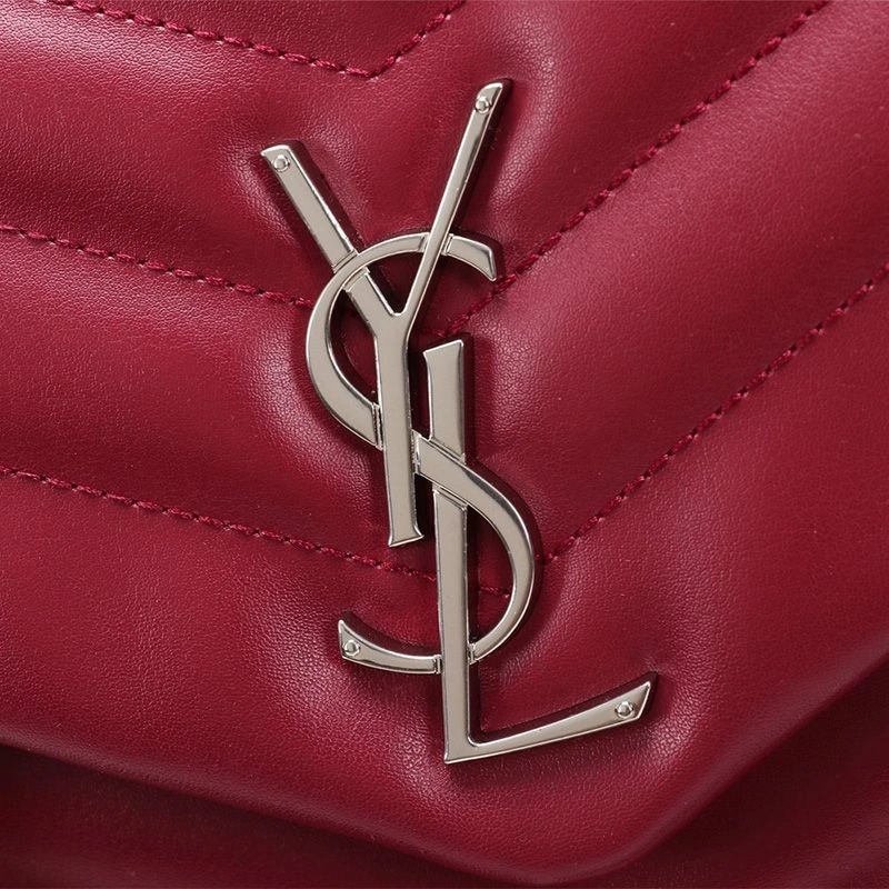 Saint Laurent Medium Loulou Chain Bag In Y Matelasse Leather Red Silver - 1:1High-quality replica