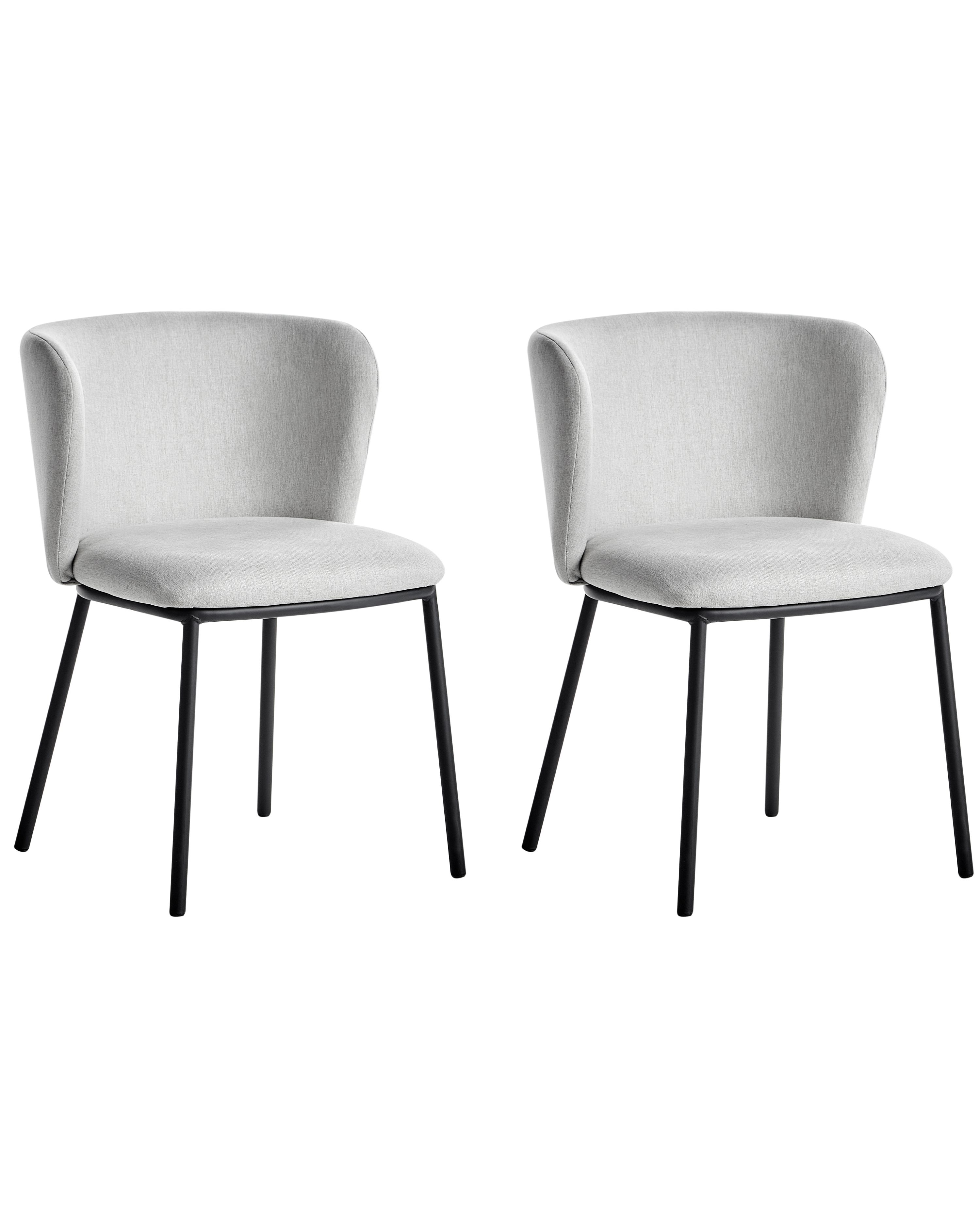 Set of 2 Dining Chairs MINA Fabric Light Grey