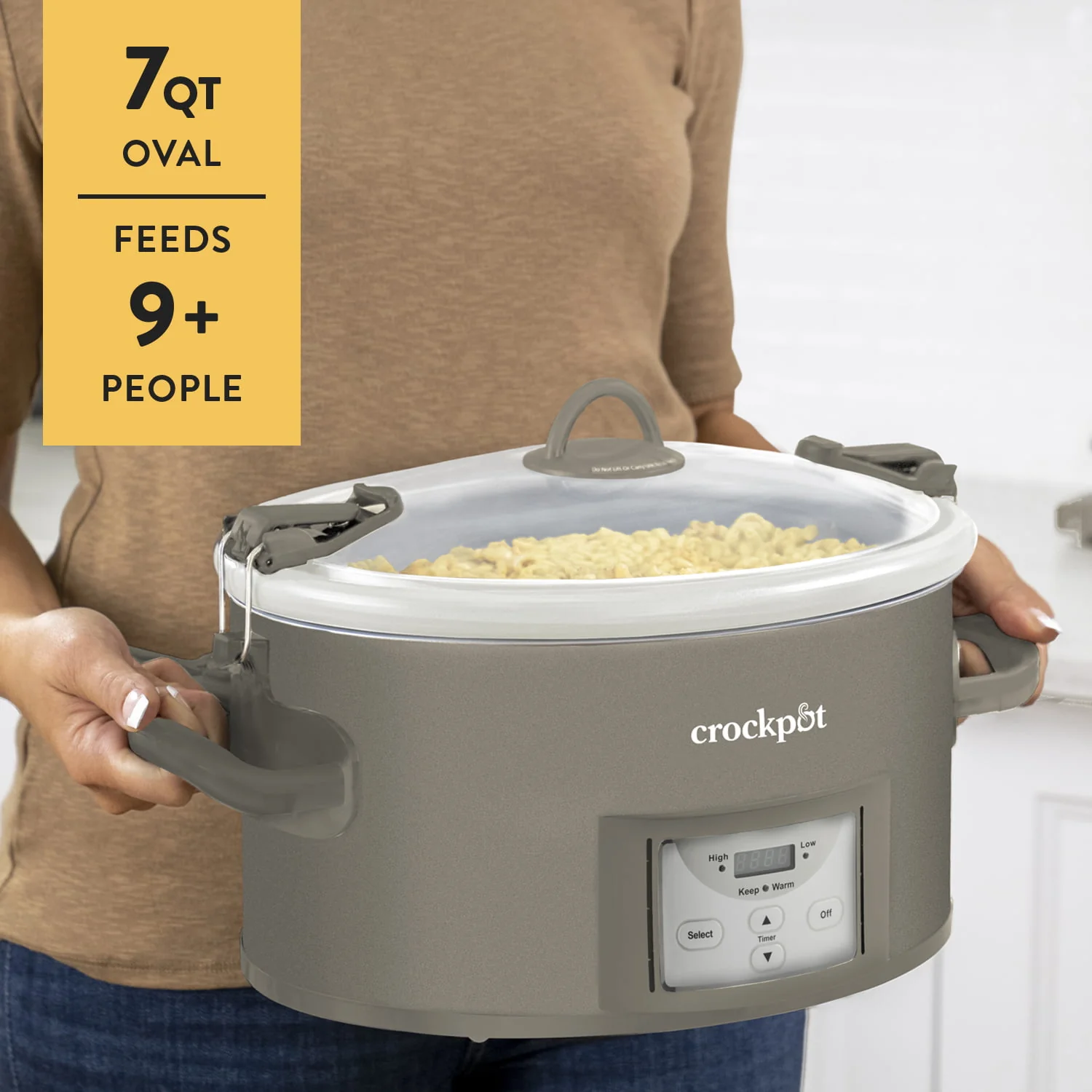 Crockpot 7-Quart Cook and Carry Programmable Slow Cooker, Grey - Image 3