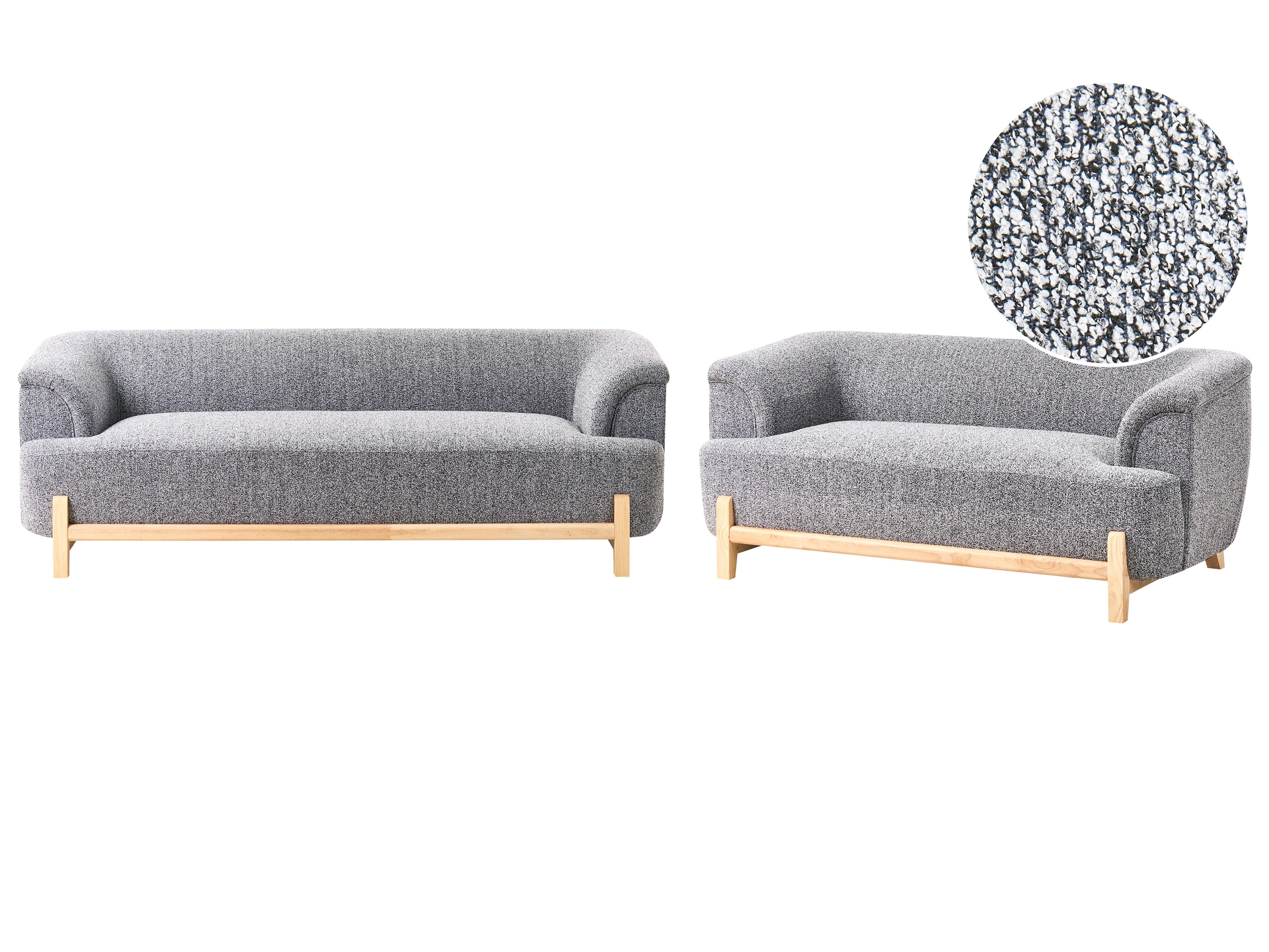 Living Room Set 5 Seater ALNOR Fabric Dark Grey