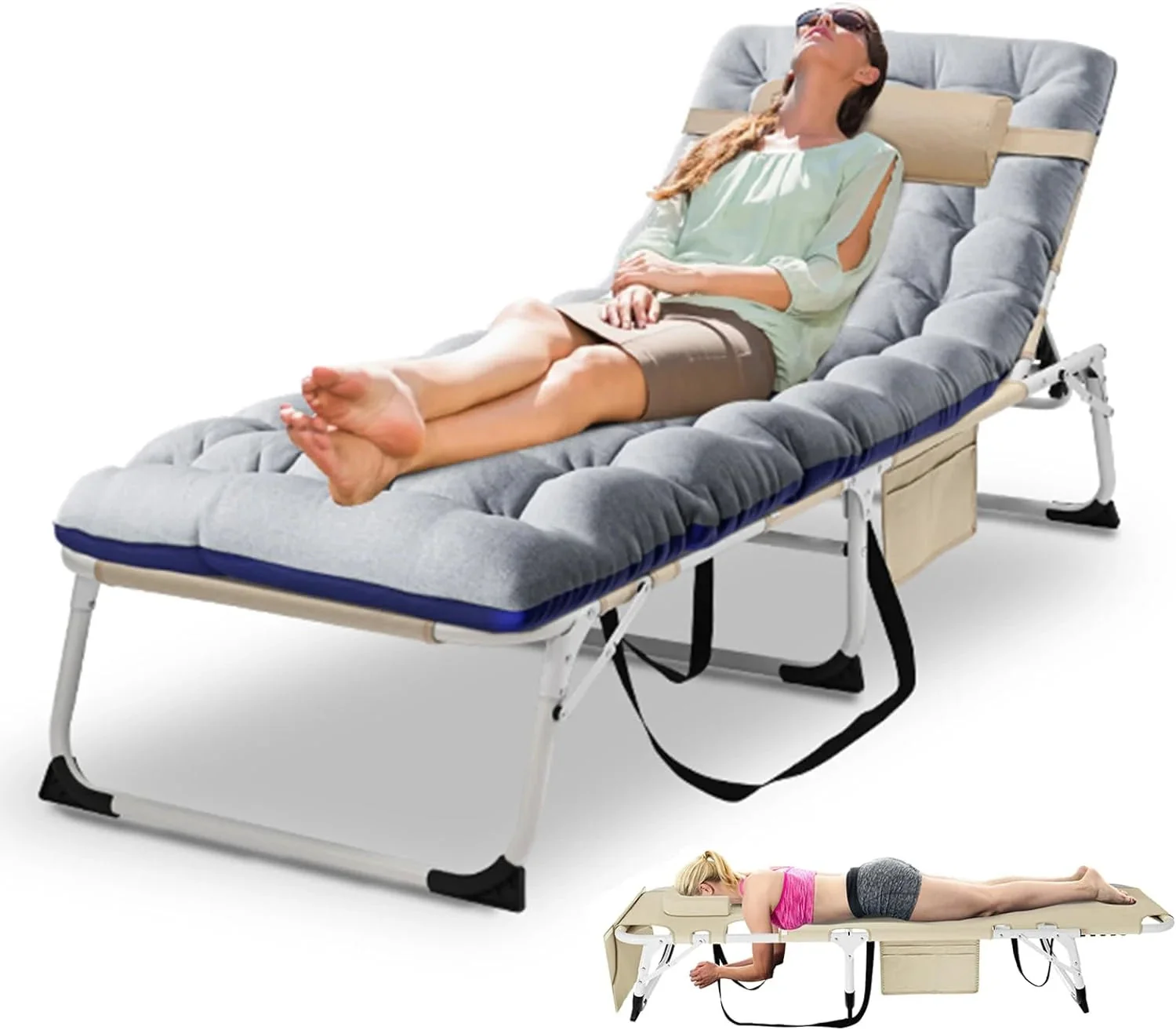 Slsy 5-Position Adjustable Folding Lounge Chair And Cot - 75.2" x 25.6" x 11.8" - Image 144 Slsy 5-Position Adjustable Folding Lounge Chair And Cot - 75.2" x 25.6" x 11.8" - Image 144
