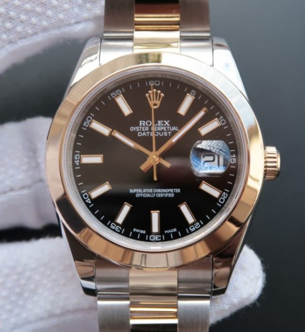 Replica Rolex DateJust II 41mm SS/YG Black Dial Lumed Marker  SS/YG Bracelet A2824 - Elite Watch Atelier