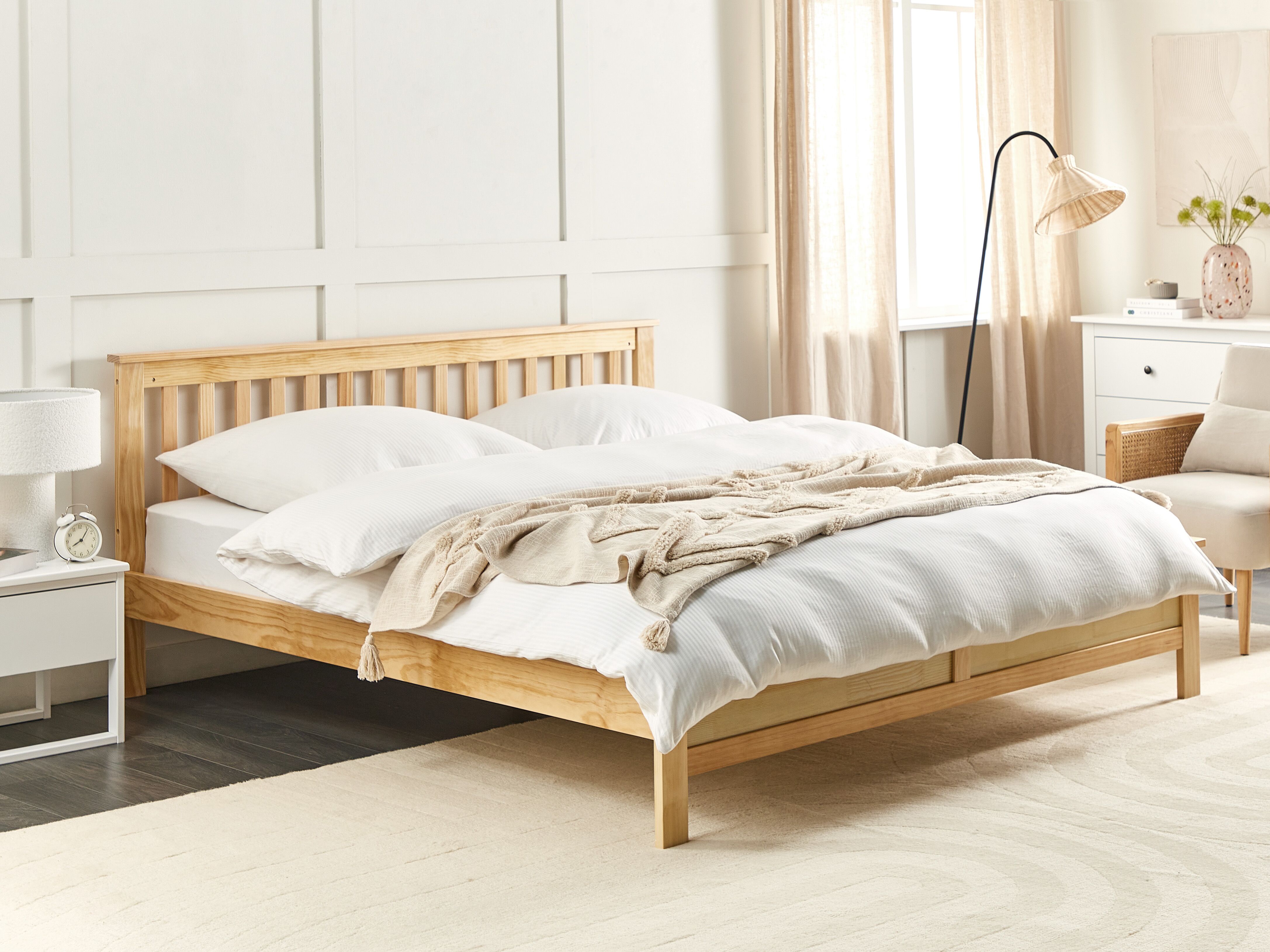 Bed Pine Wood MAYENNE 180 x 200 cm (EU Super King) Light Brown