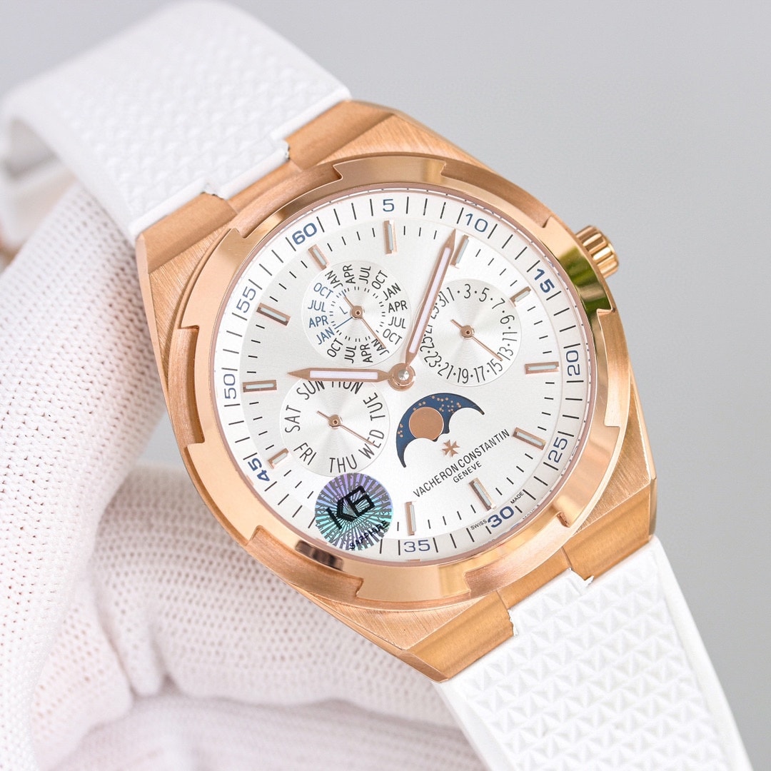 Fake Vacheron Constantin Replica Watches Overseas perpetual calendar ultra-thin 41.5 MM PINK GOLD 4300V/220R-B064(1:1 replica) - Top club