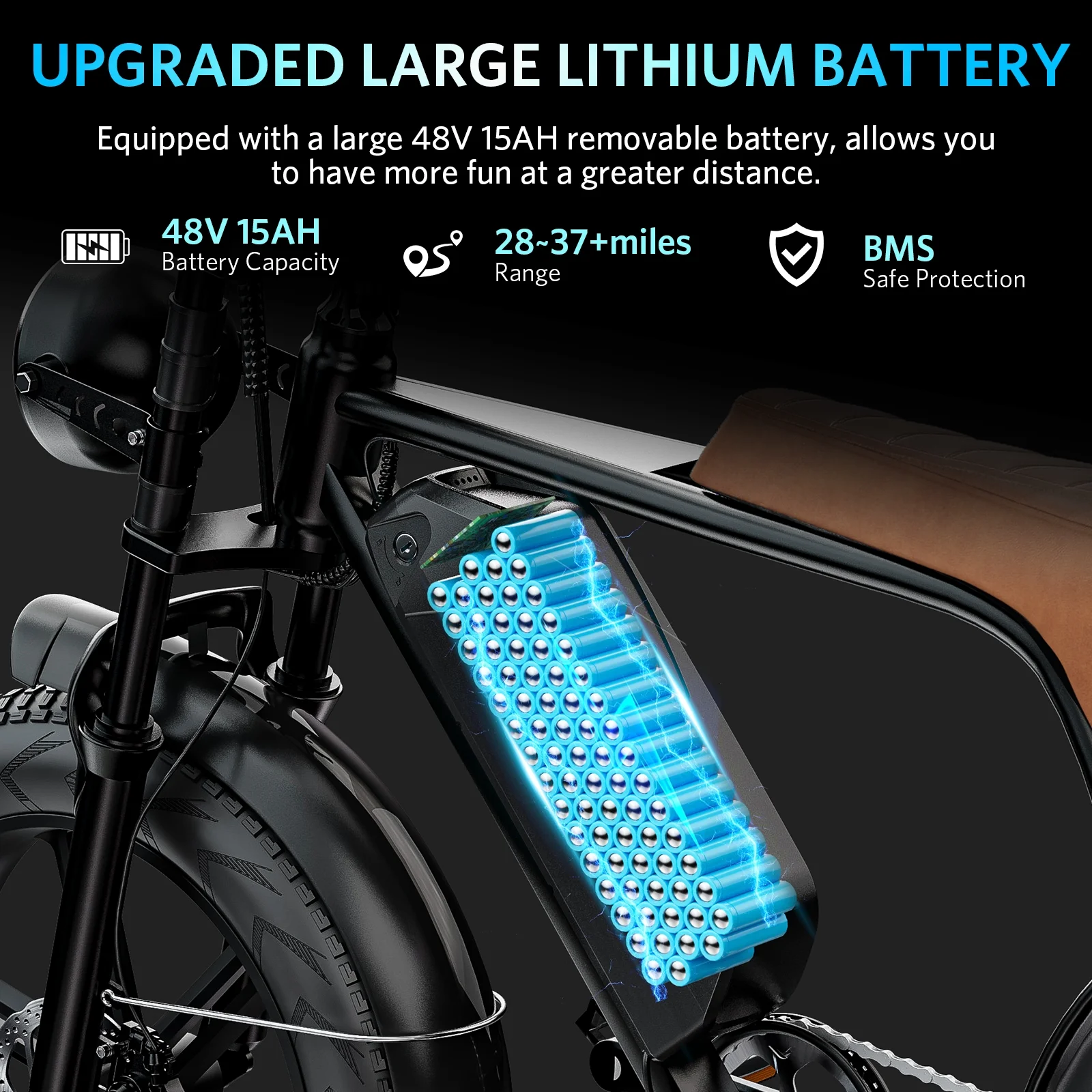 Hipatoo 26" Electric Bike 500W 20MPH E-bike, 36V 10.4Ah Battery, Ebike for Adults, E Bike UL2849 - Image 17