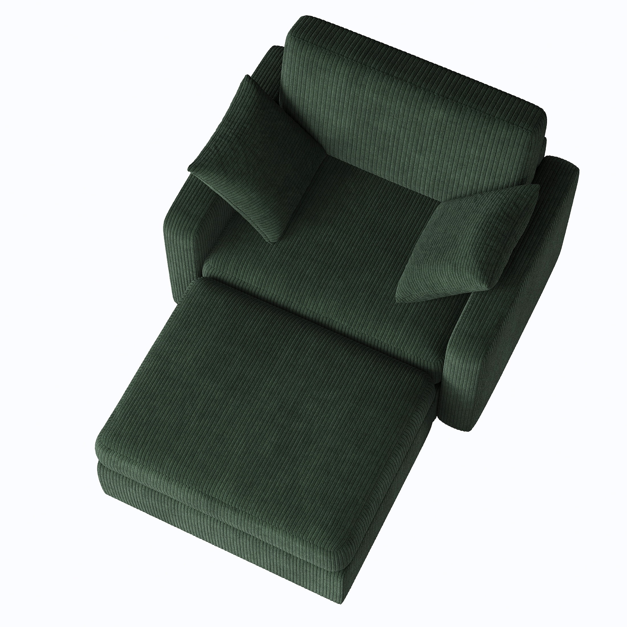 LUMIHO Chaise Lounge Chair Indoor, 42" Sleeper Chair with Two Throw Pillows and Armrests, Corduroy Chaise Couch Chair with Ottoman for Living Room, Bedroom, Apartment, Green - Image 14