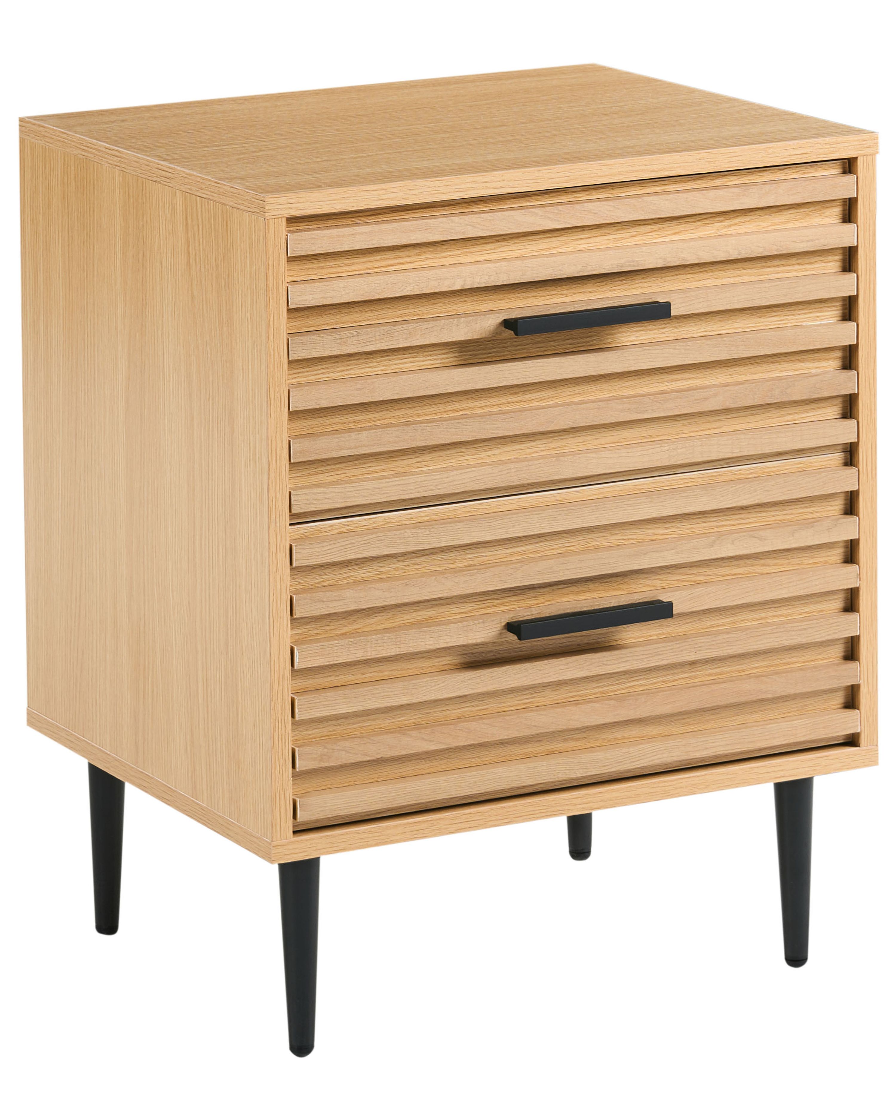 2 Drawer Bedside Table KEITH Light Brown