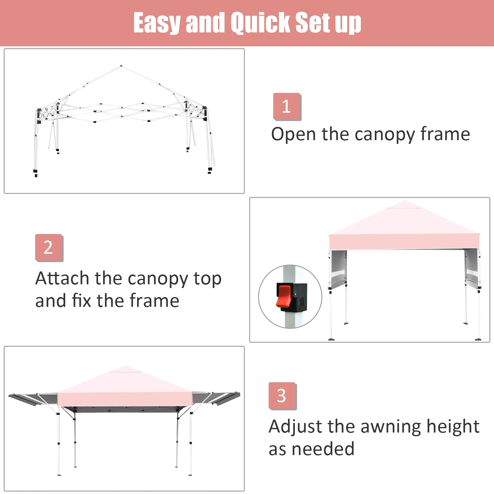 Patiojoy 10x17ft Pop up Canopy 3 Height Adjustment Folding Tent with Roller Bag White - Image 27