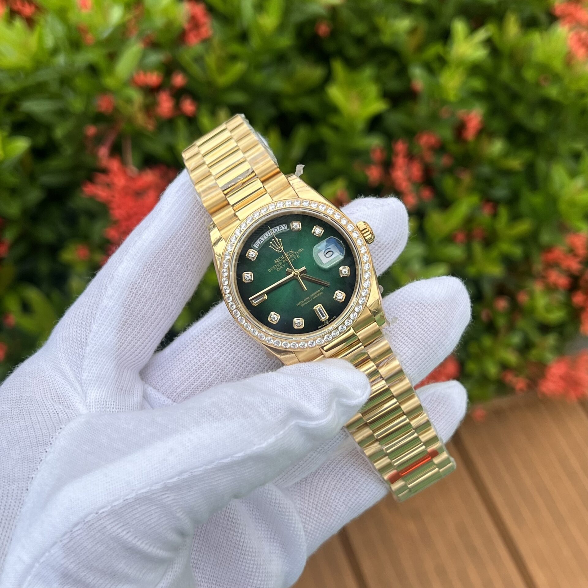 Rolex Day-Date 128348RBR Ombre Green Dial Replica Watch EW 36mm - Top club