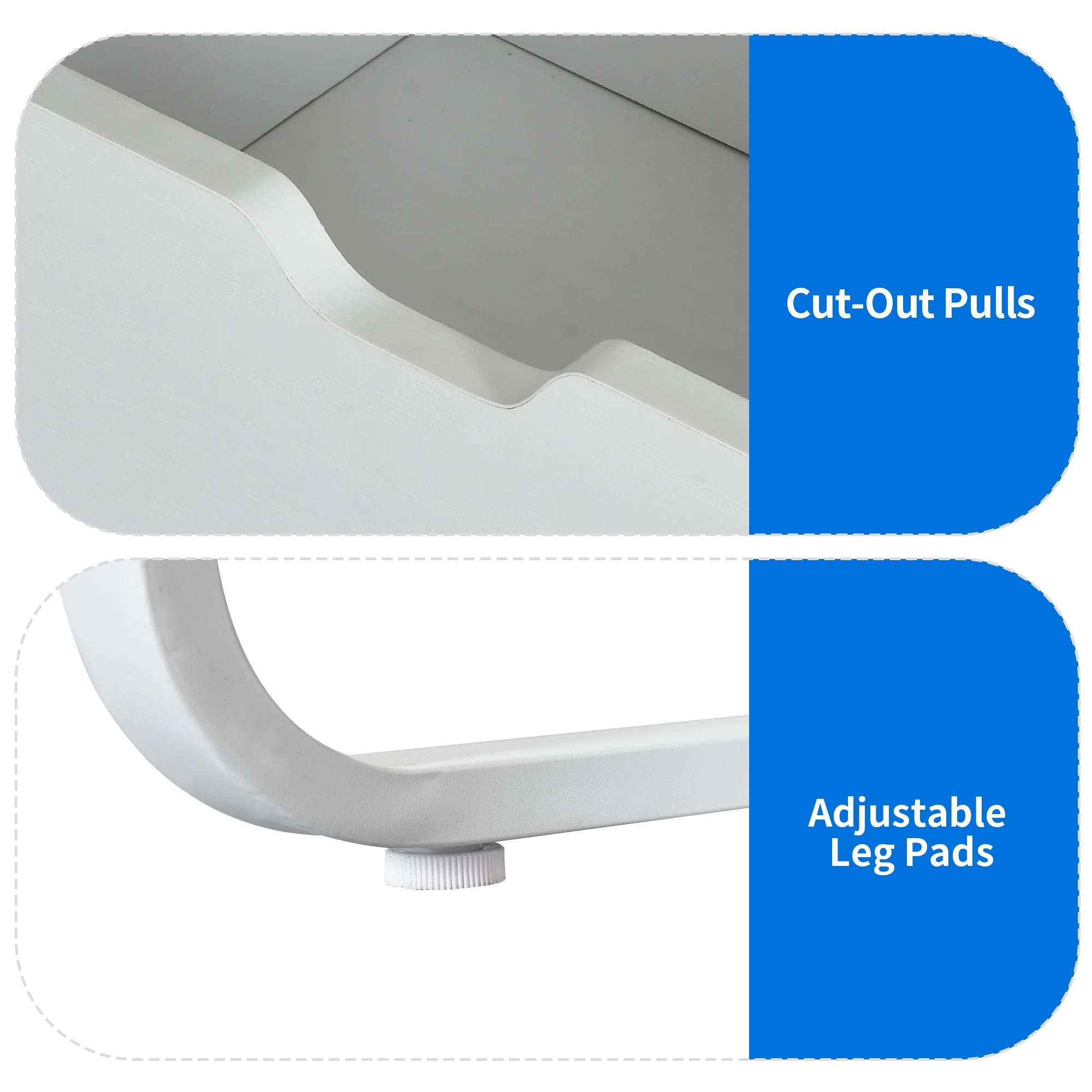 Dextrus L Shaped Desk with Power Outlets & LED Lights, Computer Desk with 3 Drawers and 3 Storage Shelves, White Office Desk Corner Desk for Home Office - Image 11