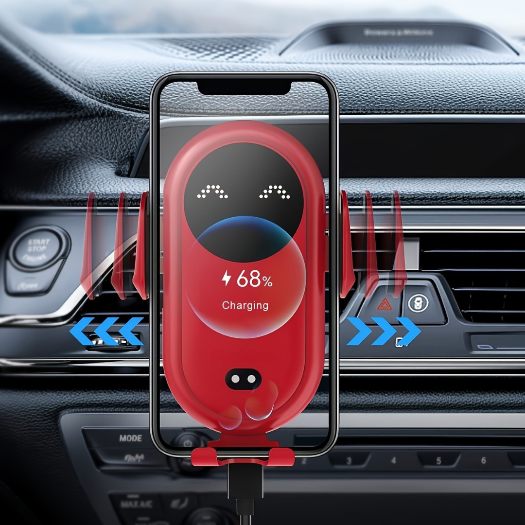 Slimme Draadloze Auto Telefoonhouder met Automatische Grip en Ventilatiebevestiging – Veilig en Handvrij Rijden