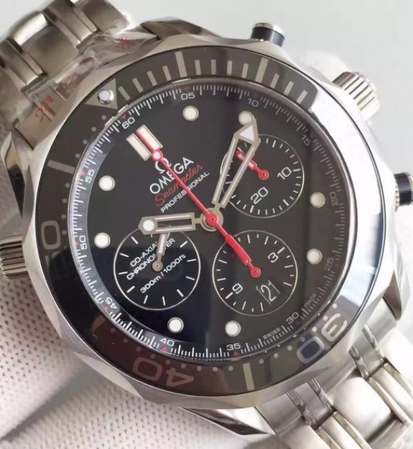 Replica Omega Seamaster 300m Diver Black Dial Black Inner Bezel SS Bracelet A7753 - Top club