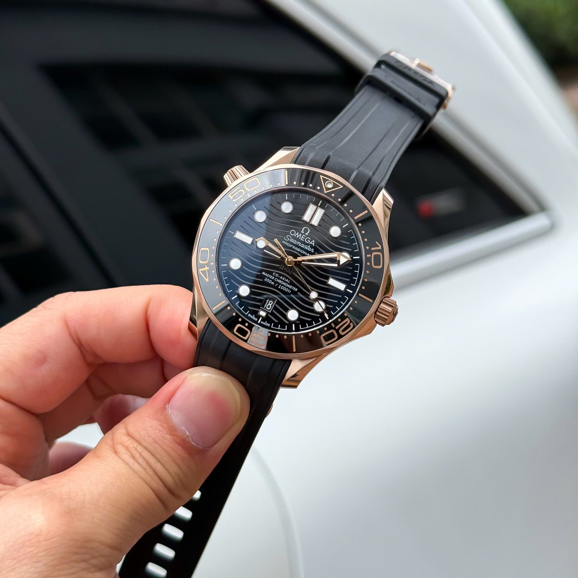 Omega Seamaster Diver 300M Sedna Rose Gold Copies Watches Black Dial 42mm - Top club